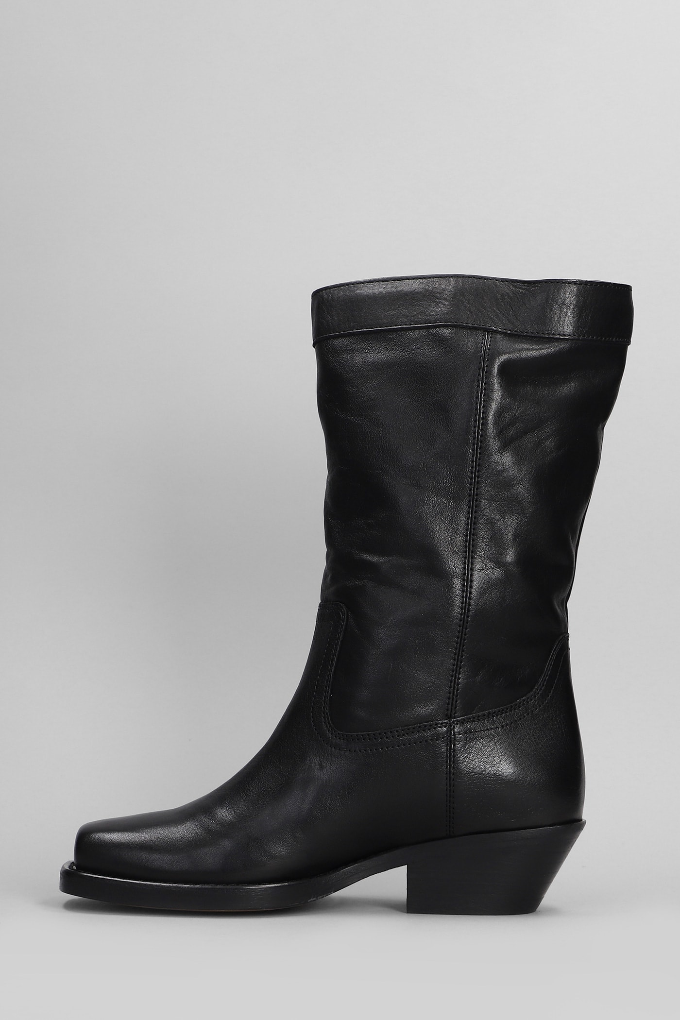 Shop Isabel Marant Ademe Low Heels Ankle Boots In Black Leather