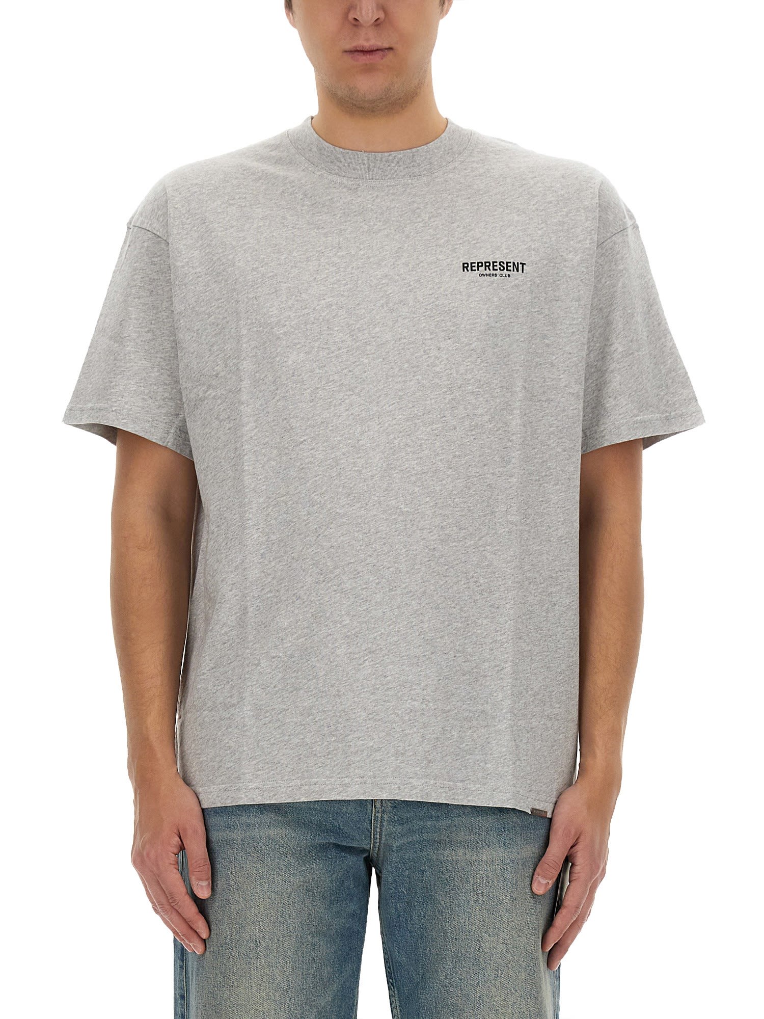 Shop Represent T-shirt With Logo In Ash Grey Blk