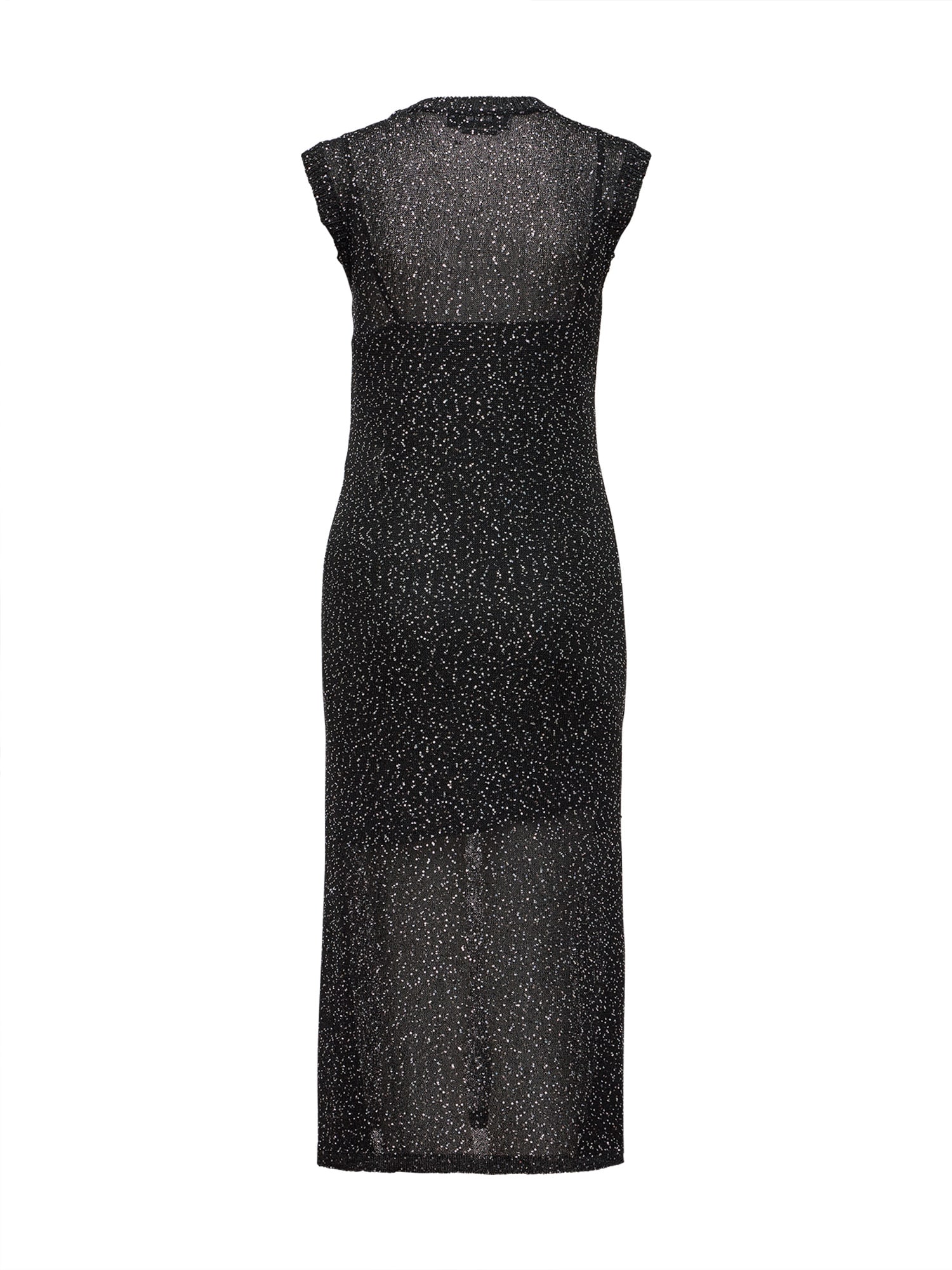 Shop Msgm Sleeveless Sequined Dress In Black