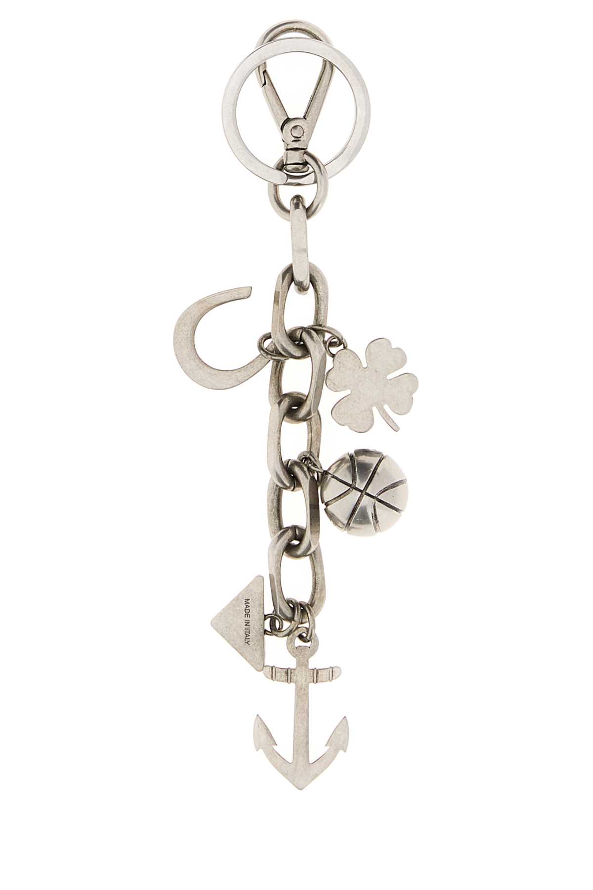Prada Silver Metal Key Ring In Gray