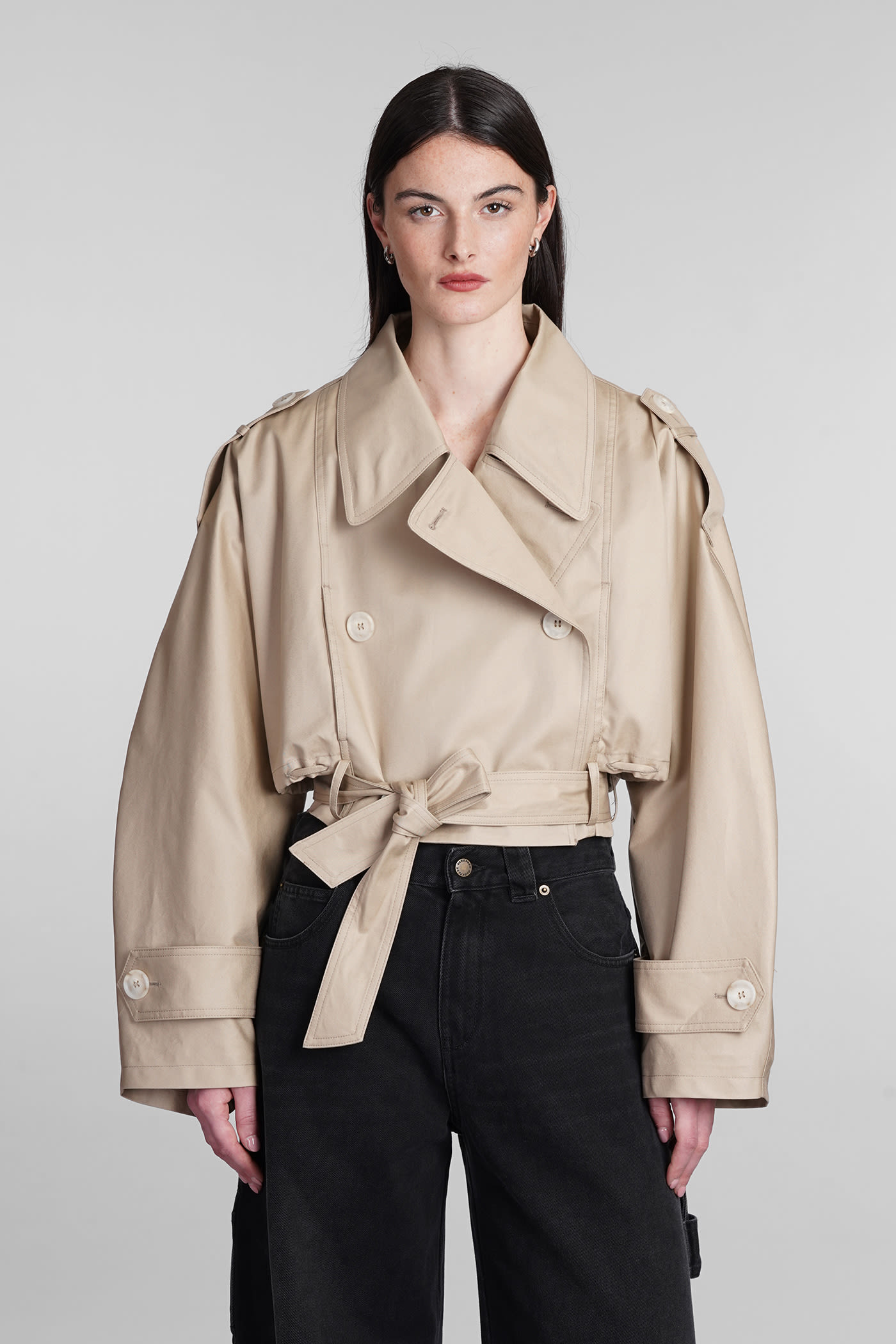 Shop Darkpark Penelope Casual Jacket In Beige Cotton