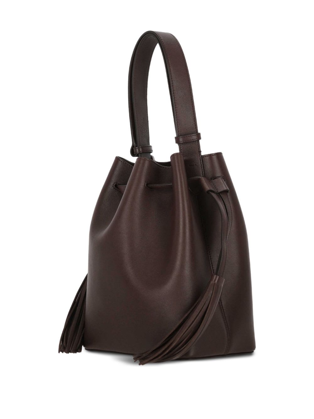 Valentino Borsa A Secchiello Vlogo Signature In Pelle Cioccolato  Donna In Brown