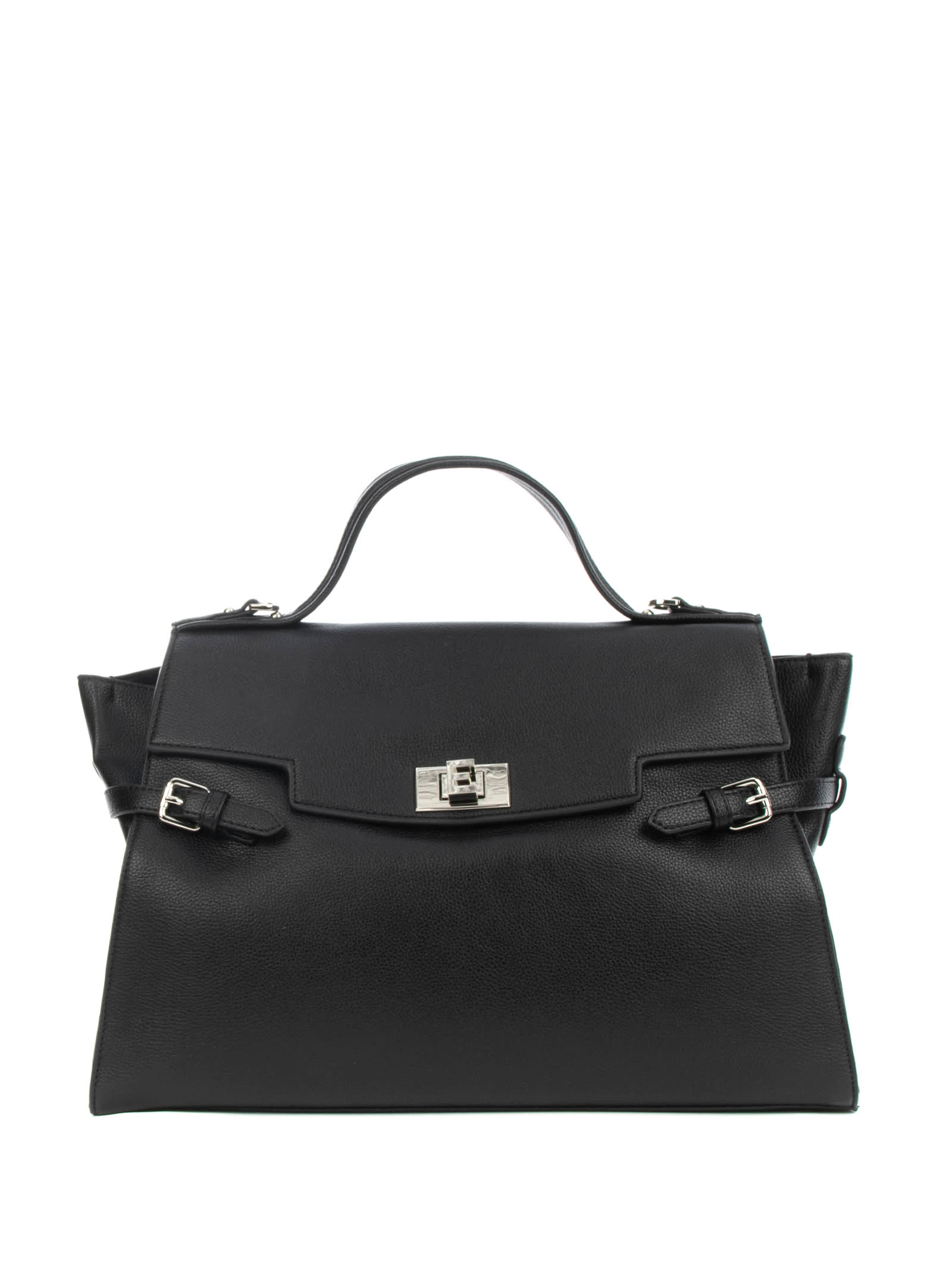 Black Eco-leather Handbag With Shoulder Strap