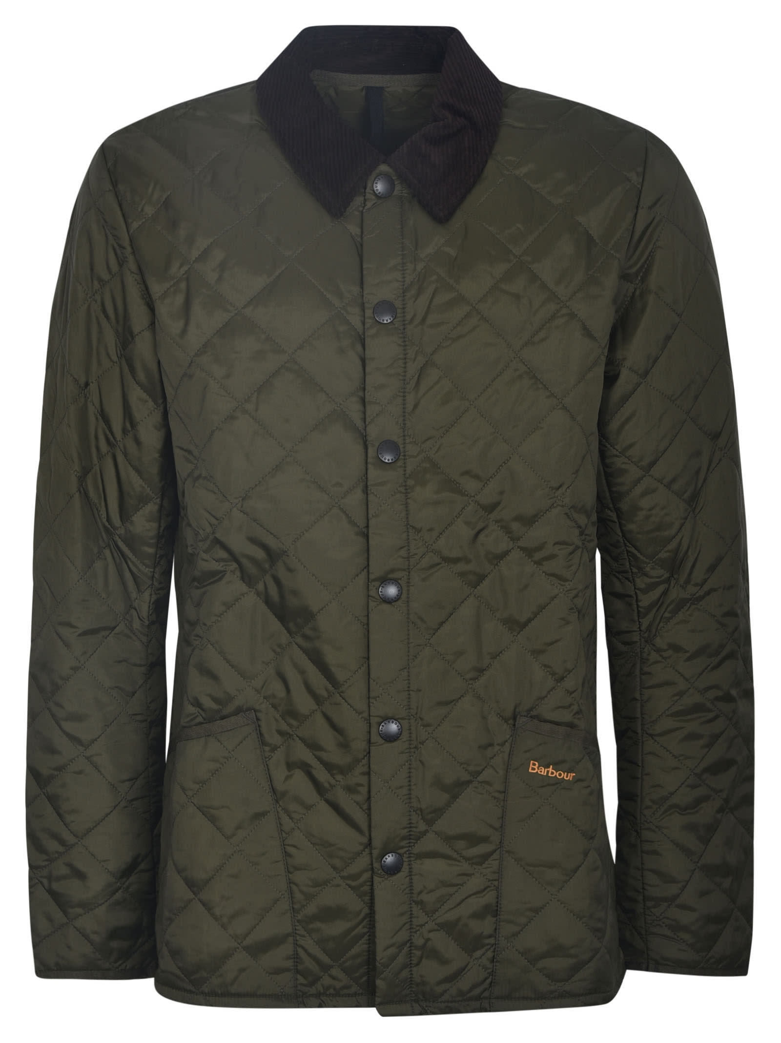 Shop Barbour Quilted Buttoned Jacket In Olive