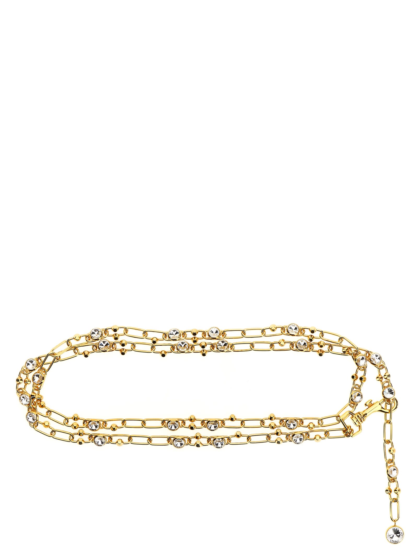 Shop Alessandra Rich Chain And Crystal Belt In Gold