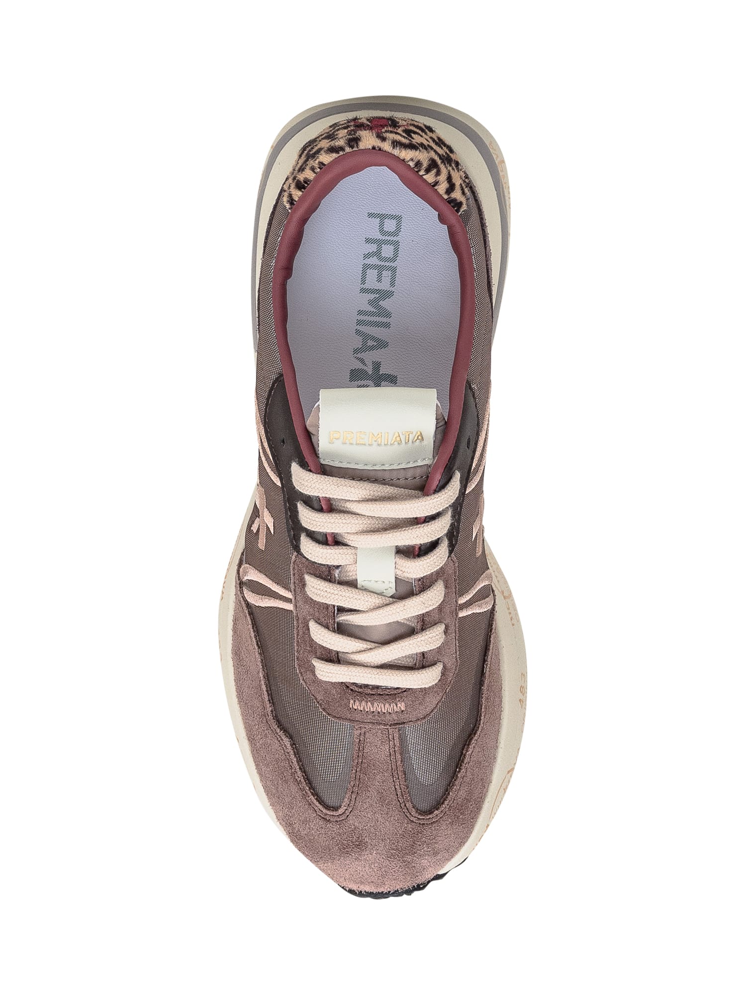 Shop Premiata Sneaker With Logo In Marrone-grigio