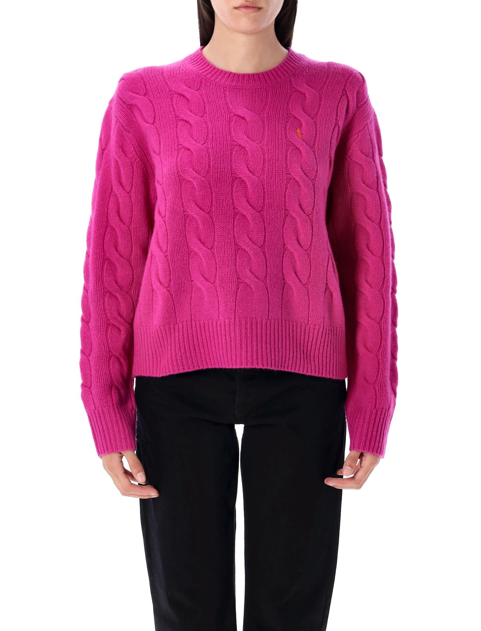 Polo Ralph Lauren Wool And Cashmere Cable-knit Sweater In Pink