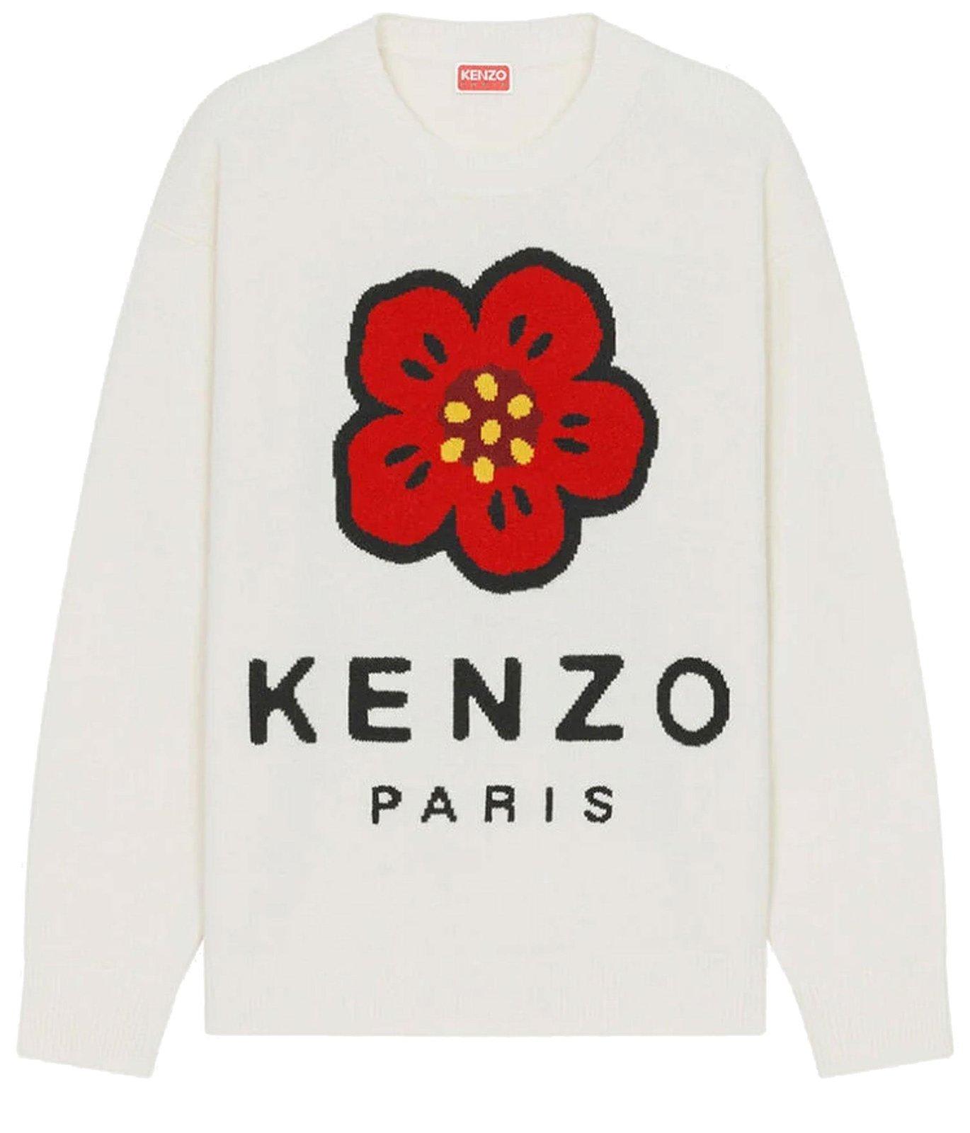Kenzo Flower Print Crewneck Knit Sweater