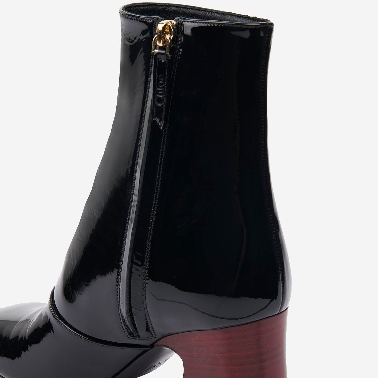 Chloé Janis Ankle Boots With Glossy Leather Heel