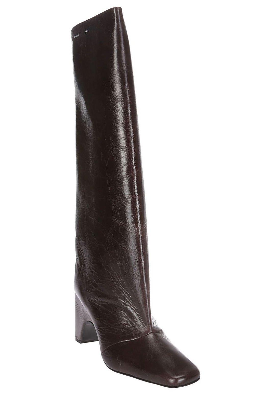 Shop Coperni Knee High Bridge Boots In Brown