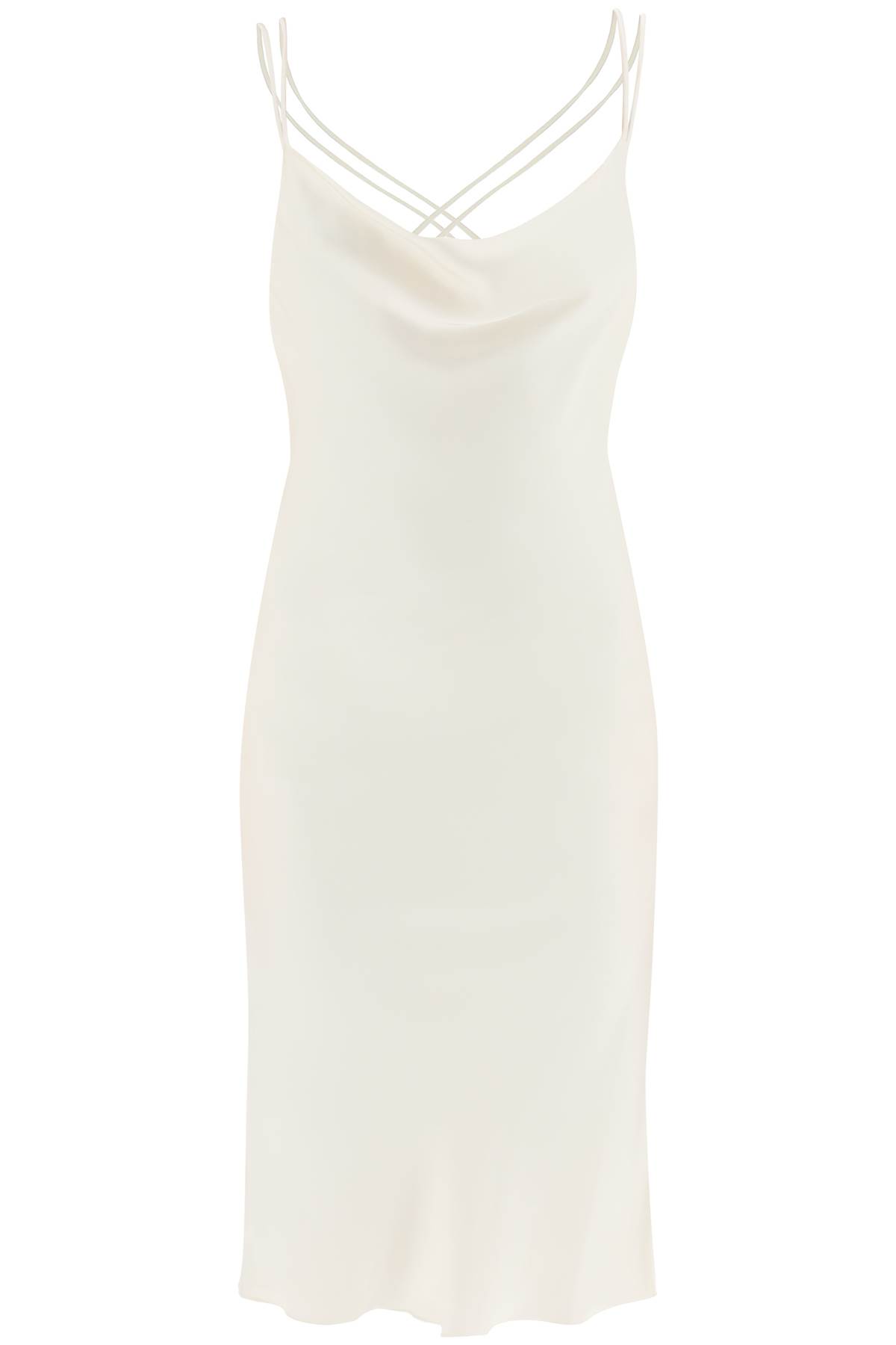Shop Rotate Birger Christensen Responsible Satin Midi Dress In Egret (white)