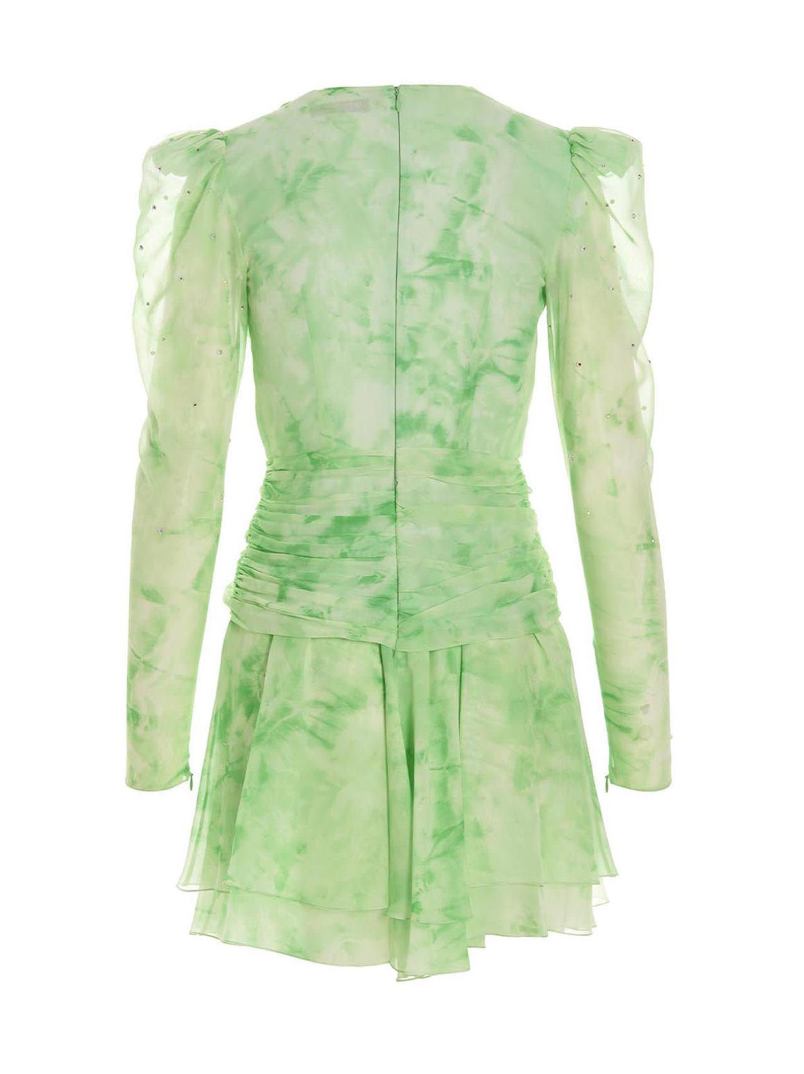 Shop Alessandra Rich Tie-dye Silk Dress In Green
