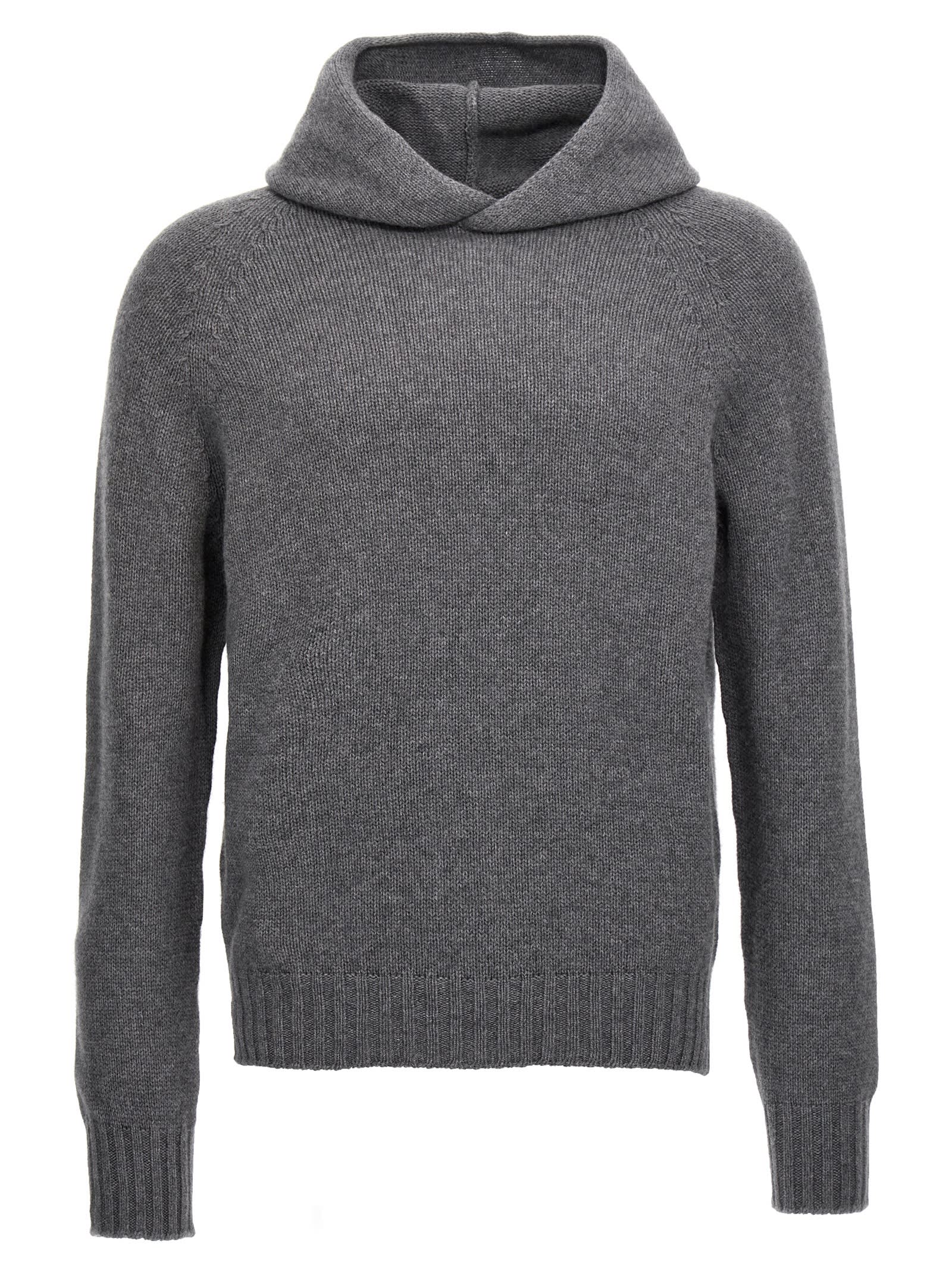 Shop Ma'ry'ya Wool Hooded Sweater In Gray