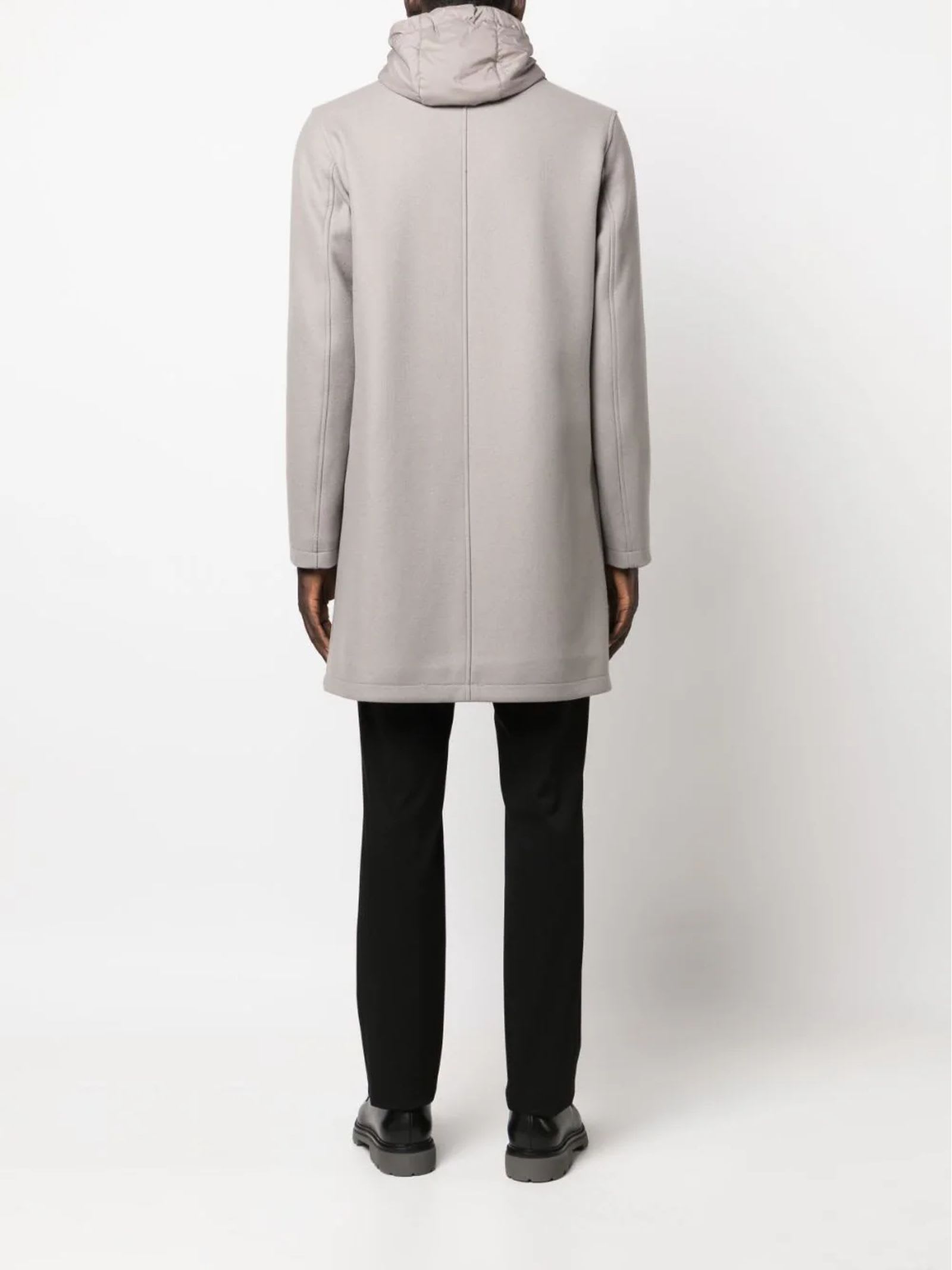 Herno Grey Virgin Wool Blend Parka Coat In Dove Grey