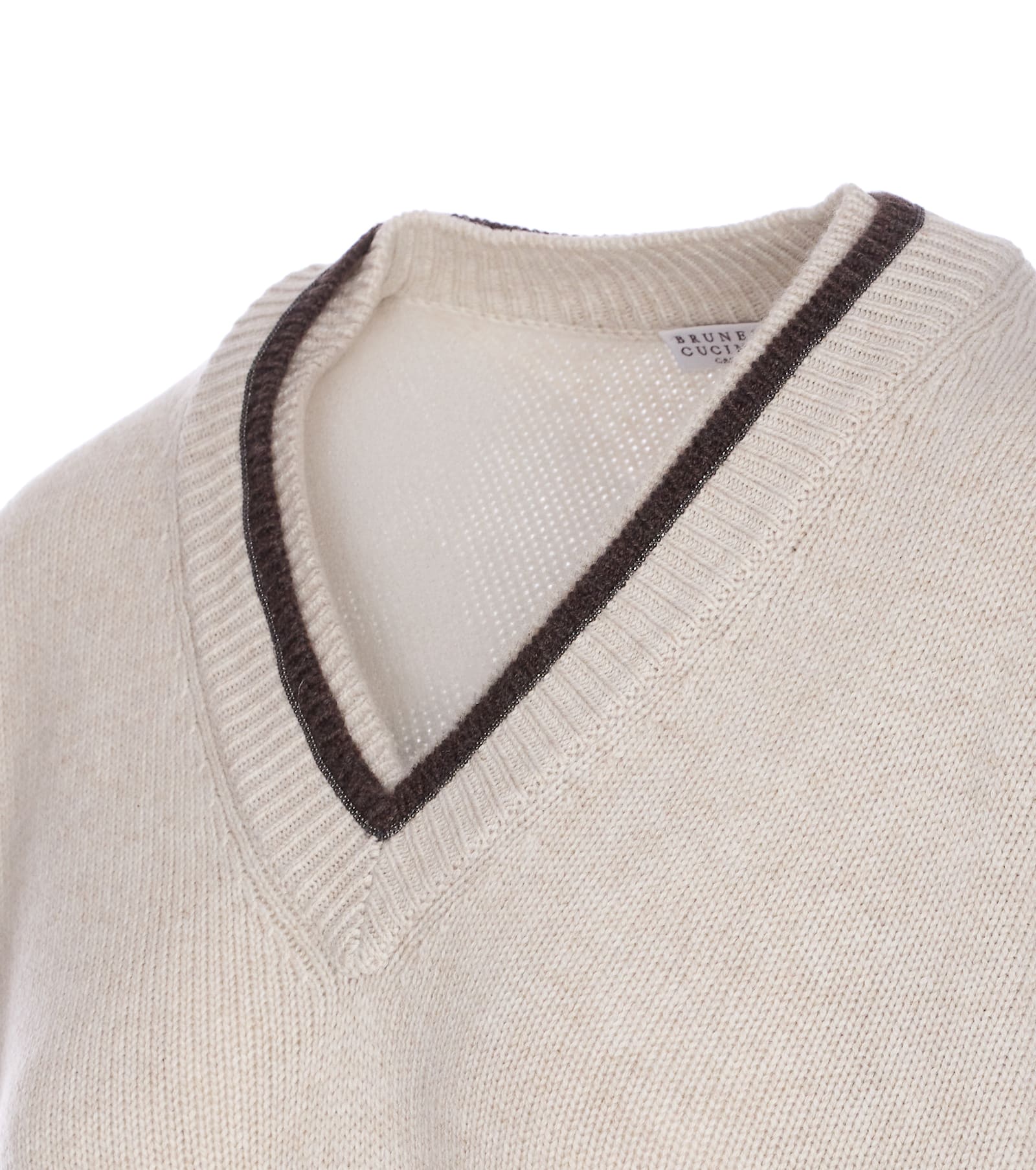 Brunello Cucinelli Logo Sweater In Neutral