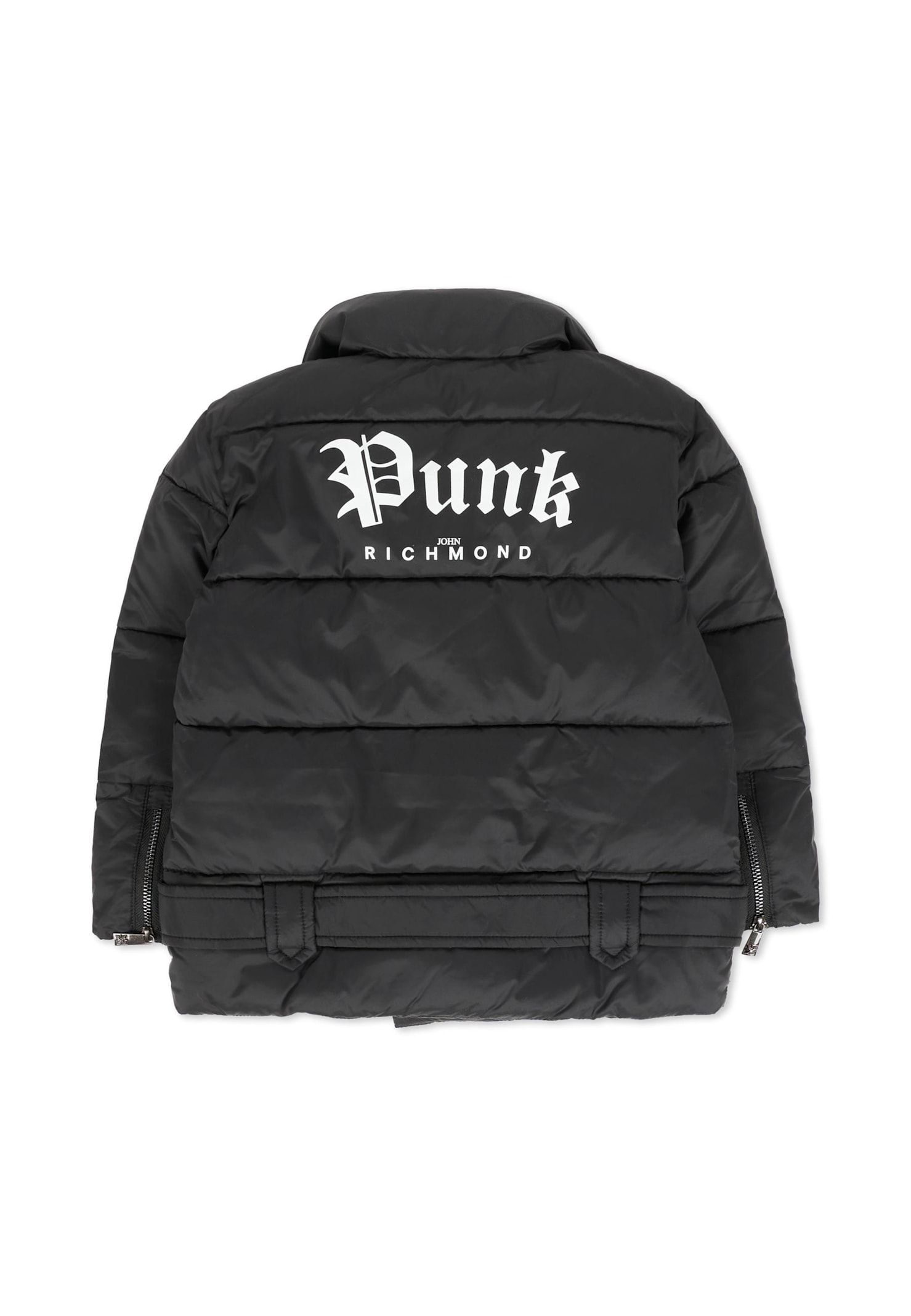 Richmond Black Down Jacket For Baby Girl With Logo In Black