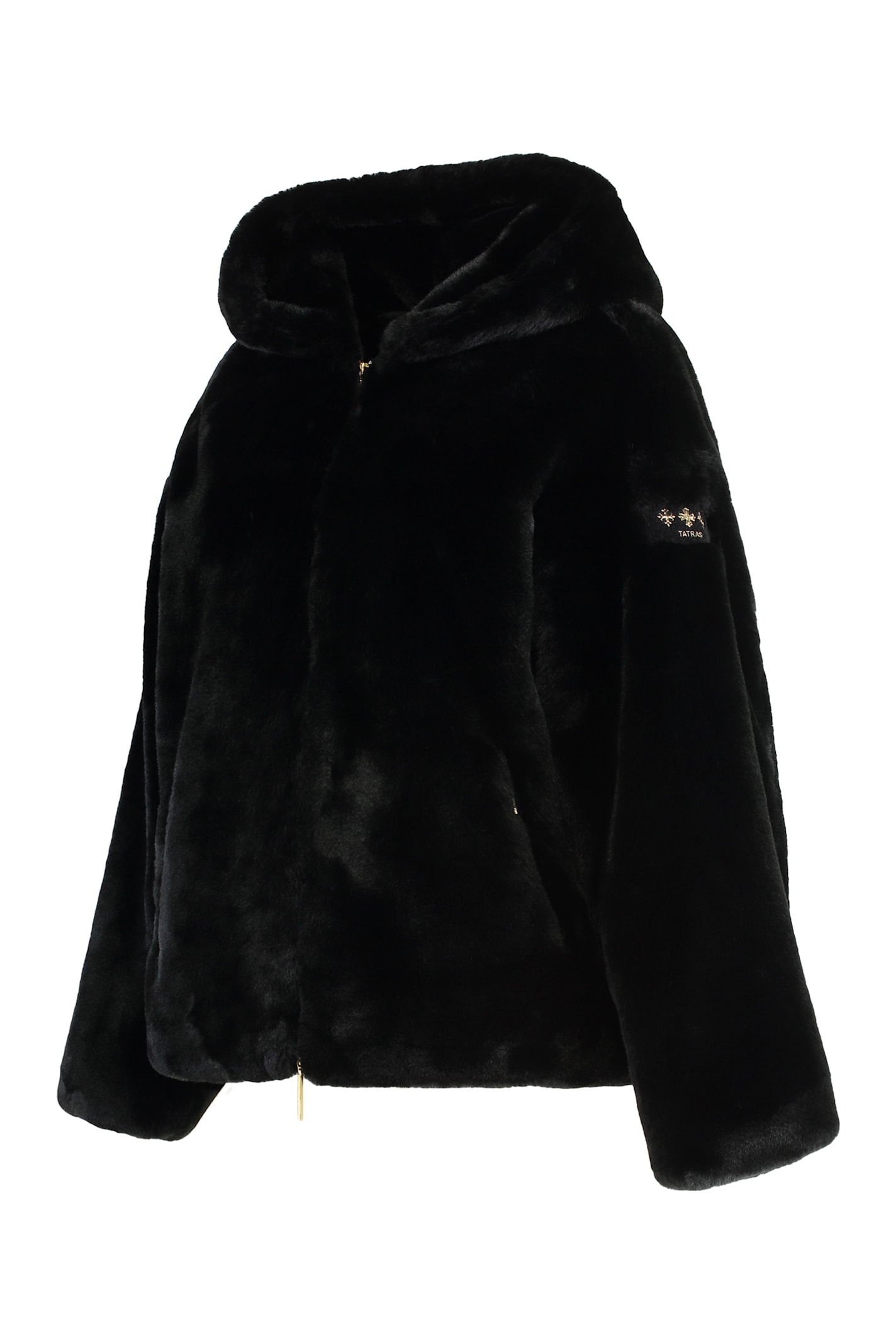 Tatras Eco-fur Hooded Jacket For Casual Style In Black