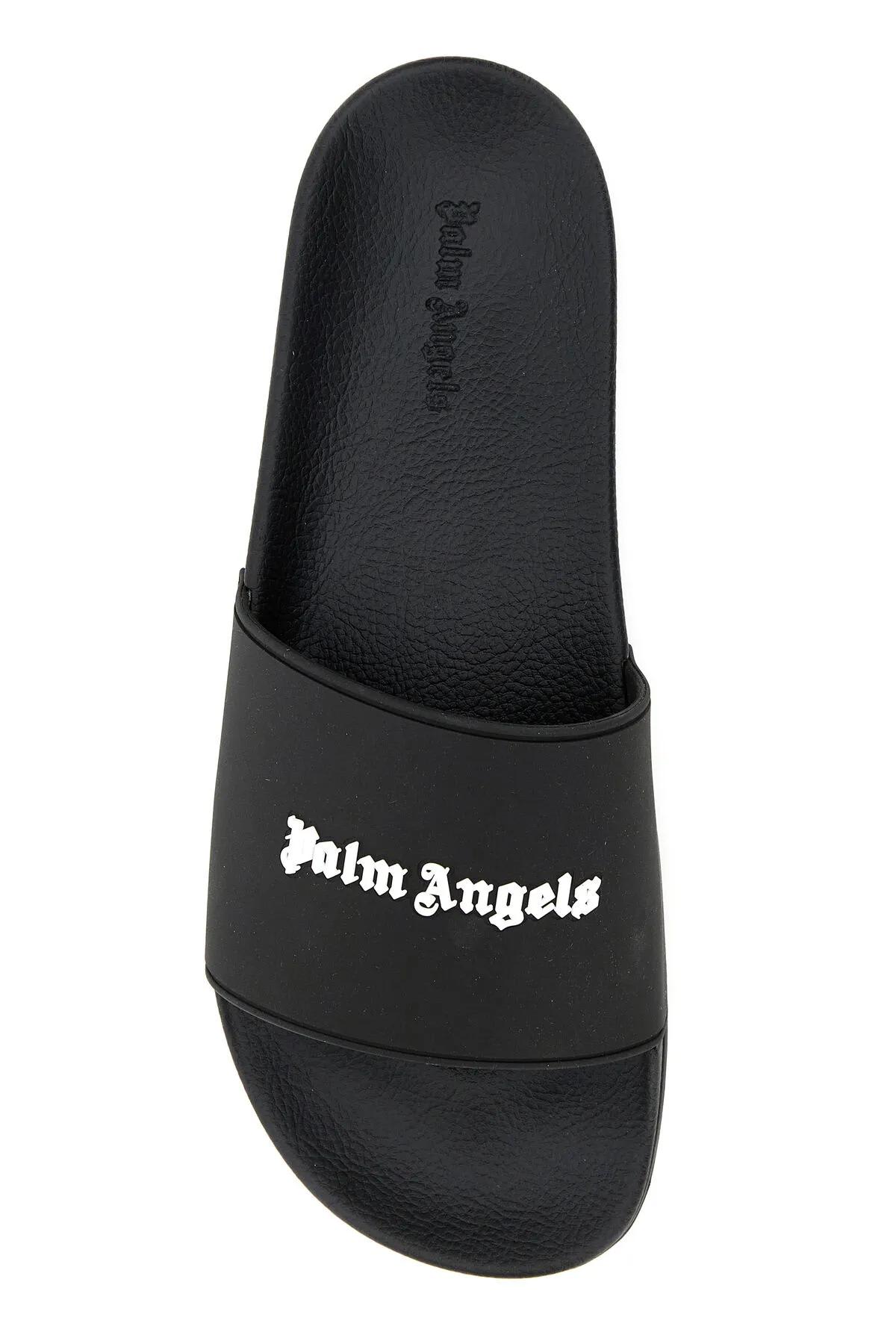 Shop Palm Angels Black Rubber Slippers