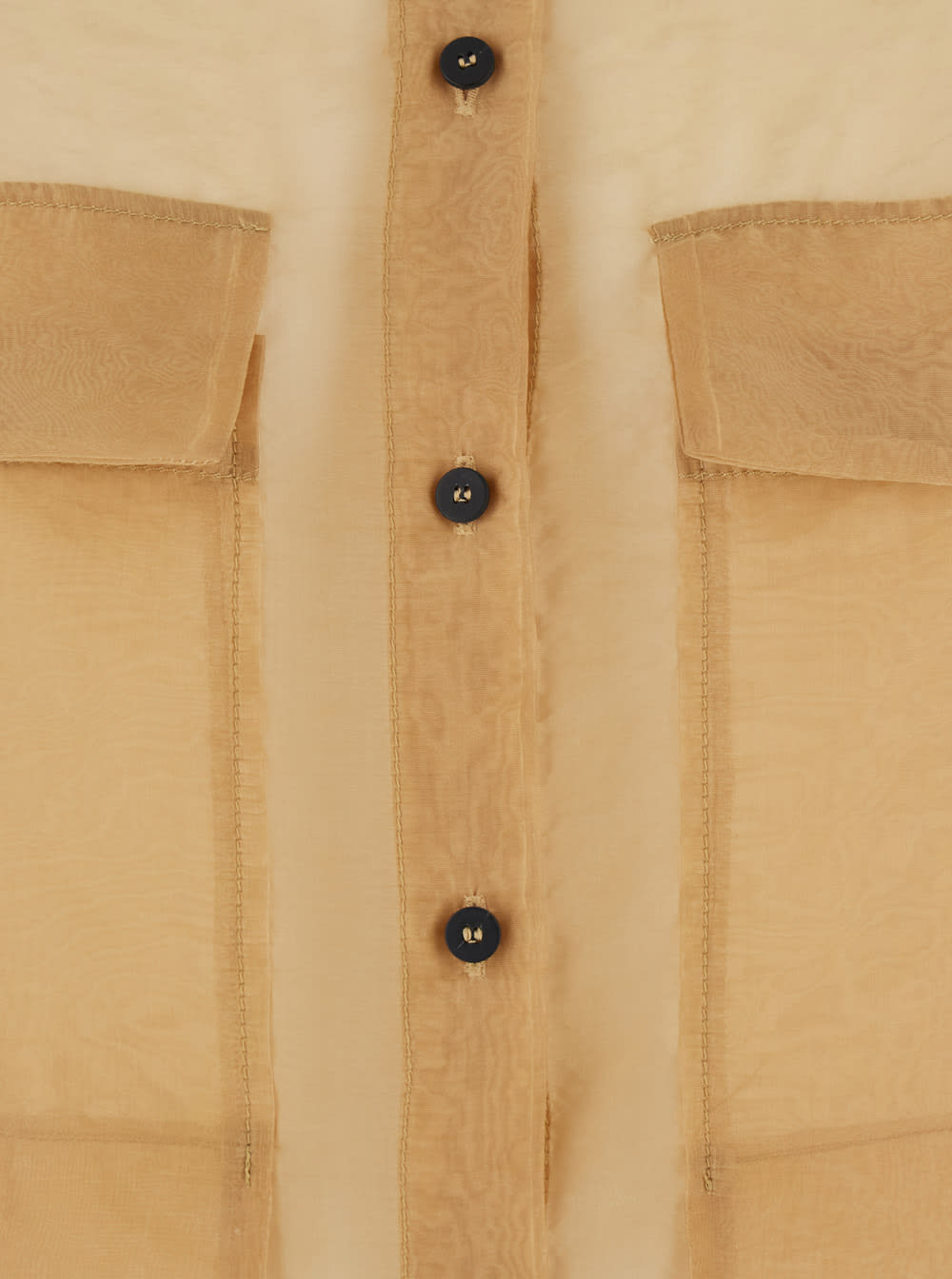 TELA THELMA BEIGE SHIRT WITH SEMI-TRANSPARENT DESIGN AND PATCH POCKETS ON THE CHEST IN TECH FABRIC WOMAN 