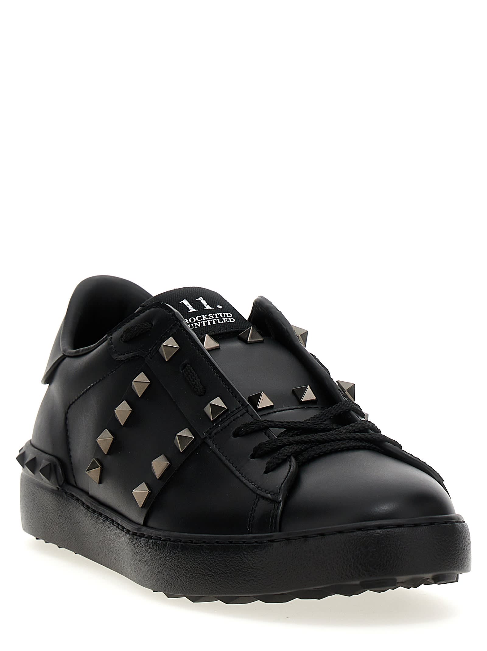 Valentino Open Rockstud Untitled Sneakers In Black