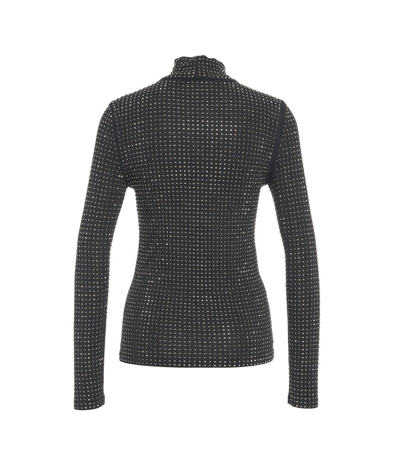 Shop Pinko Embellished Turtleneck Knitted Top In Black