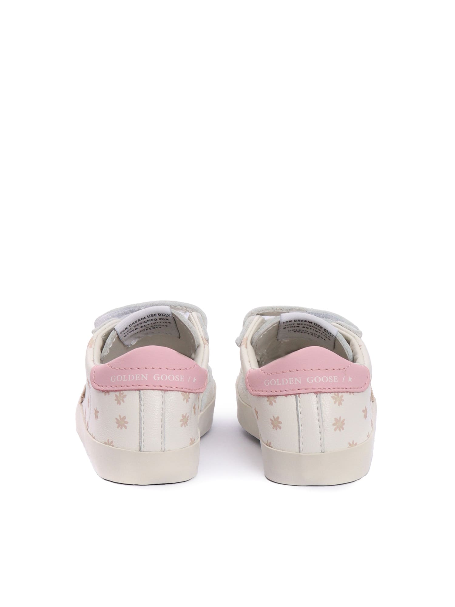 Golden Goose Baby School Nappa Upper With Prints Suede Star Leather Heel Sneakers In White