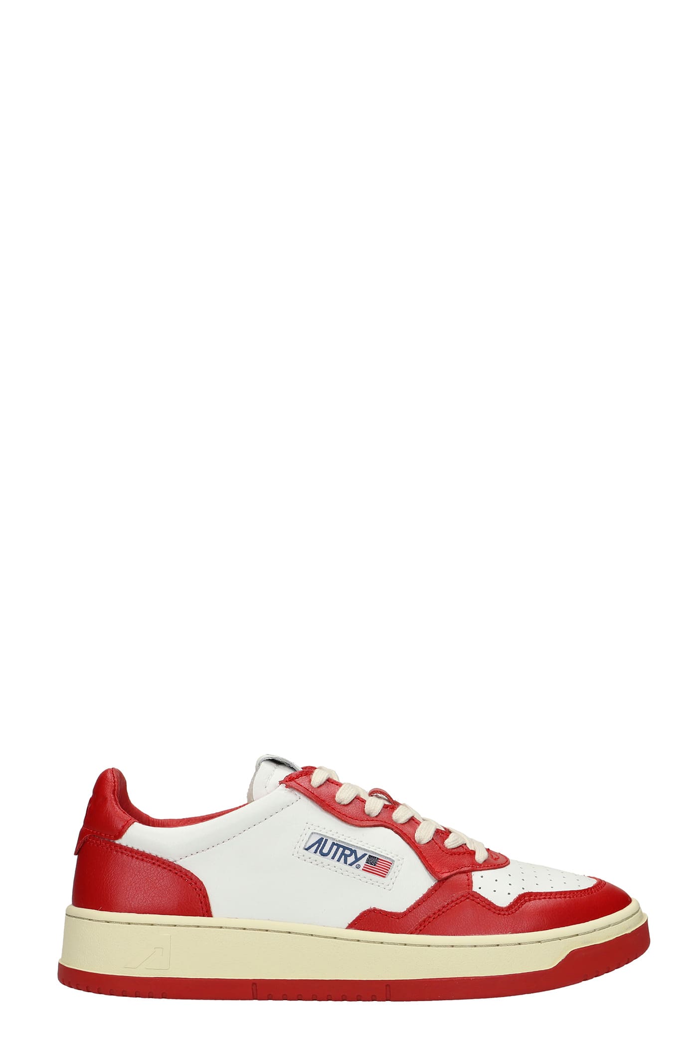Shop Autry 01 Sneakers In Red Leather In White/red