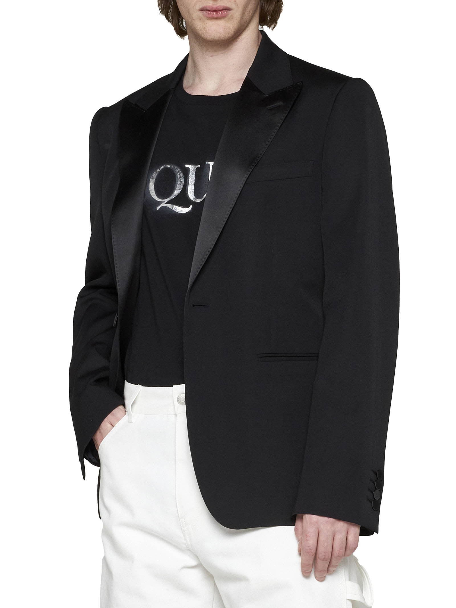Alexander Mcqueen Single-breasted Suit Jacket In Black