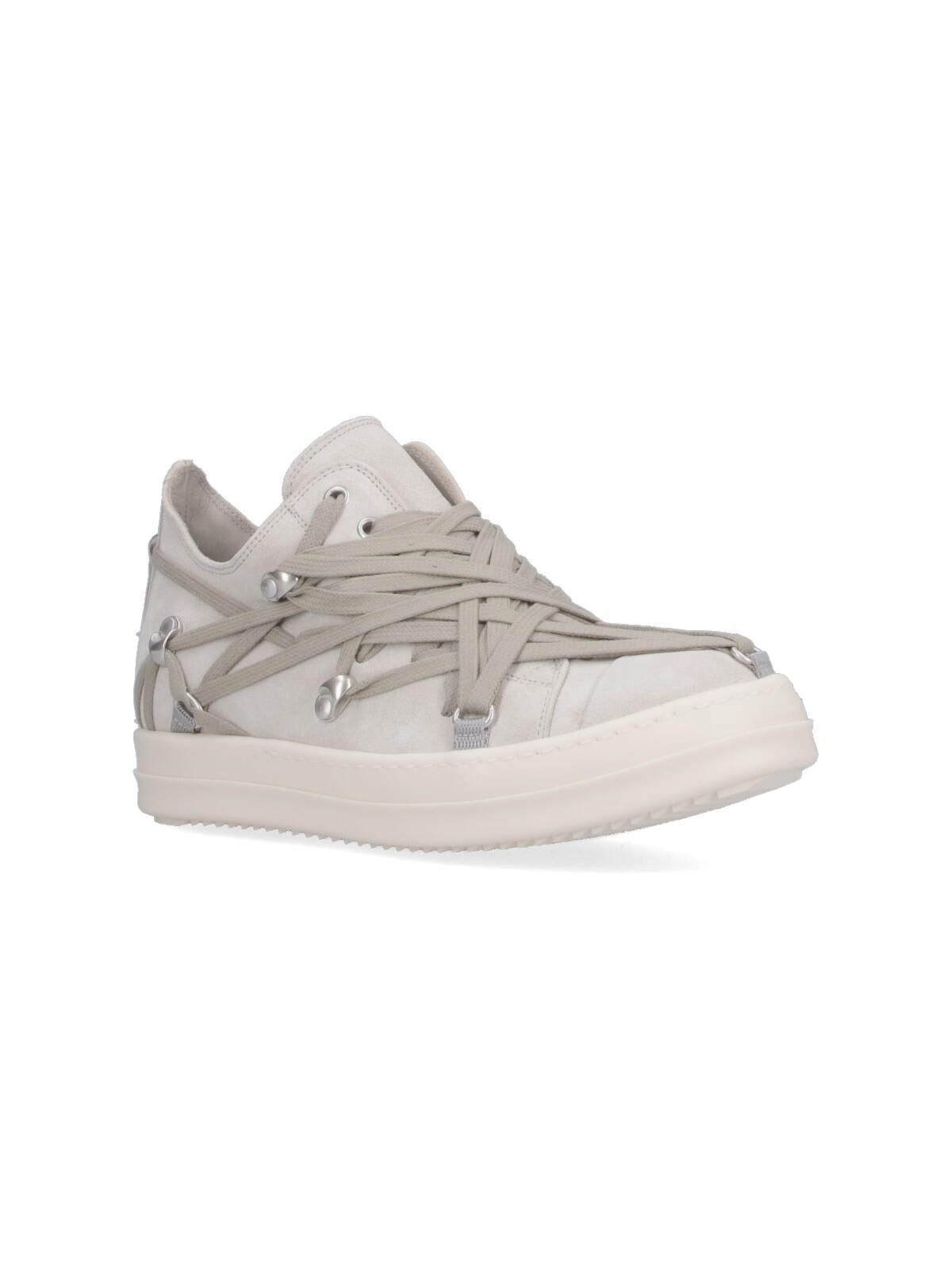 Rick Owens Megalaced Low Sneaks Sneakers In Grey