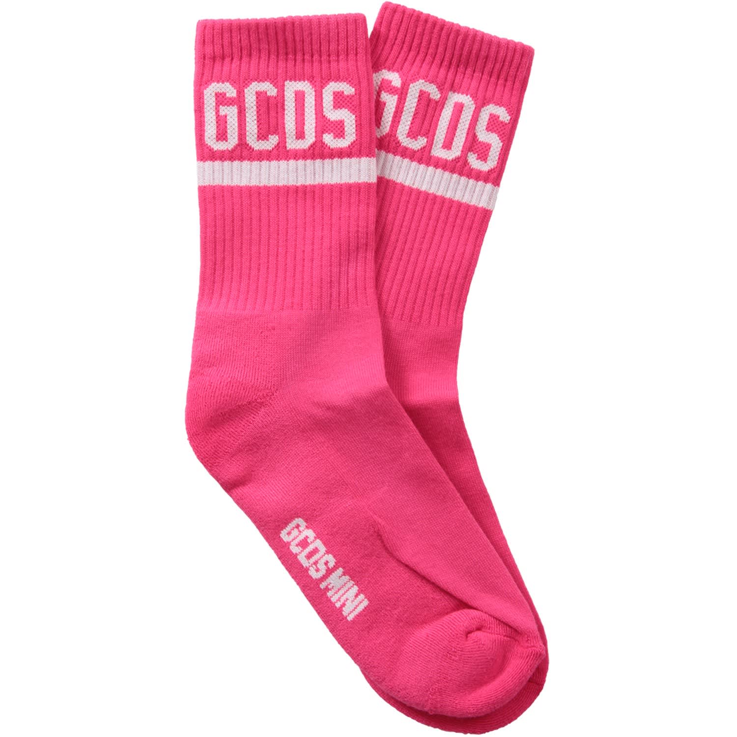 GCDS Fuchsia Socks With Logo For Girl