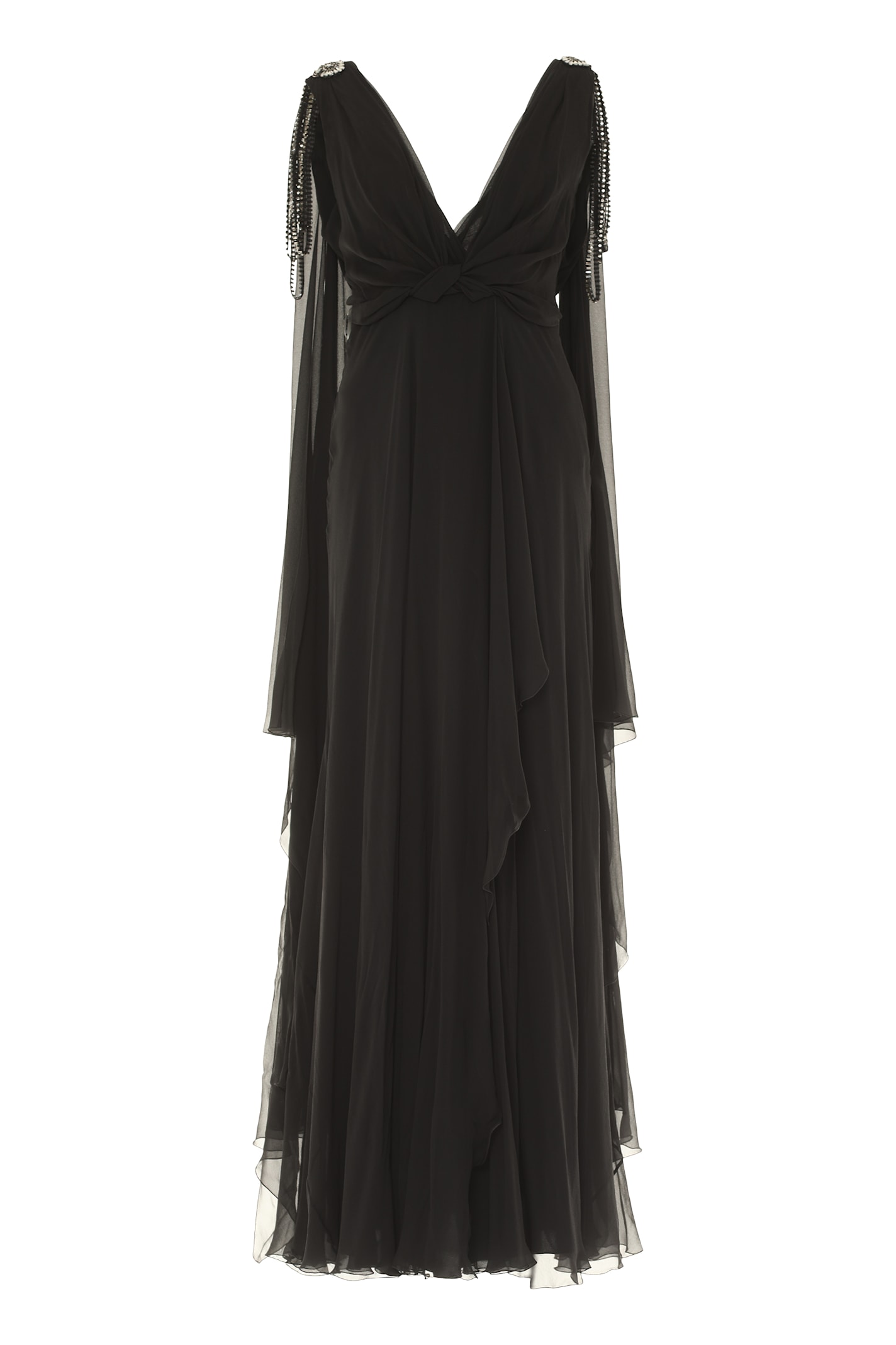 Alberta Ferretti Crystal-embellished Gown In Black