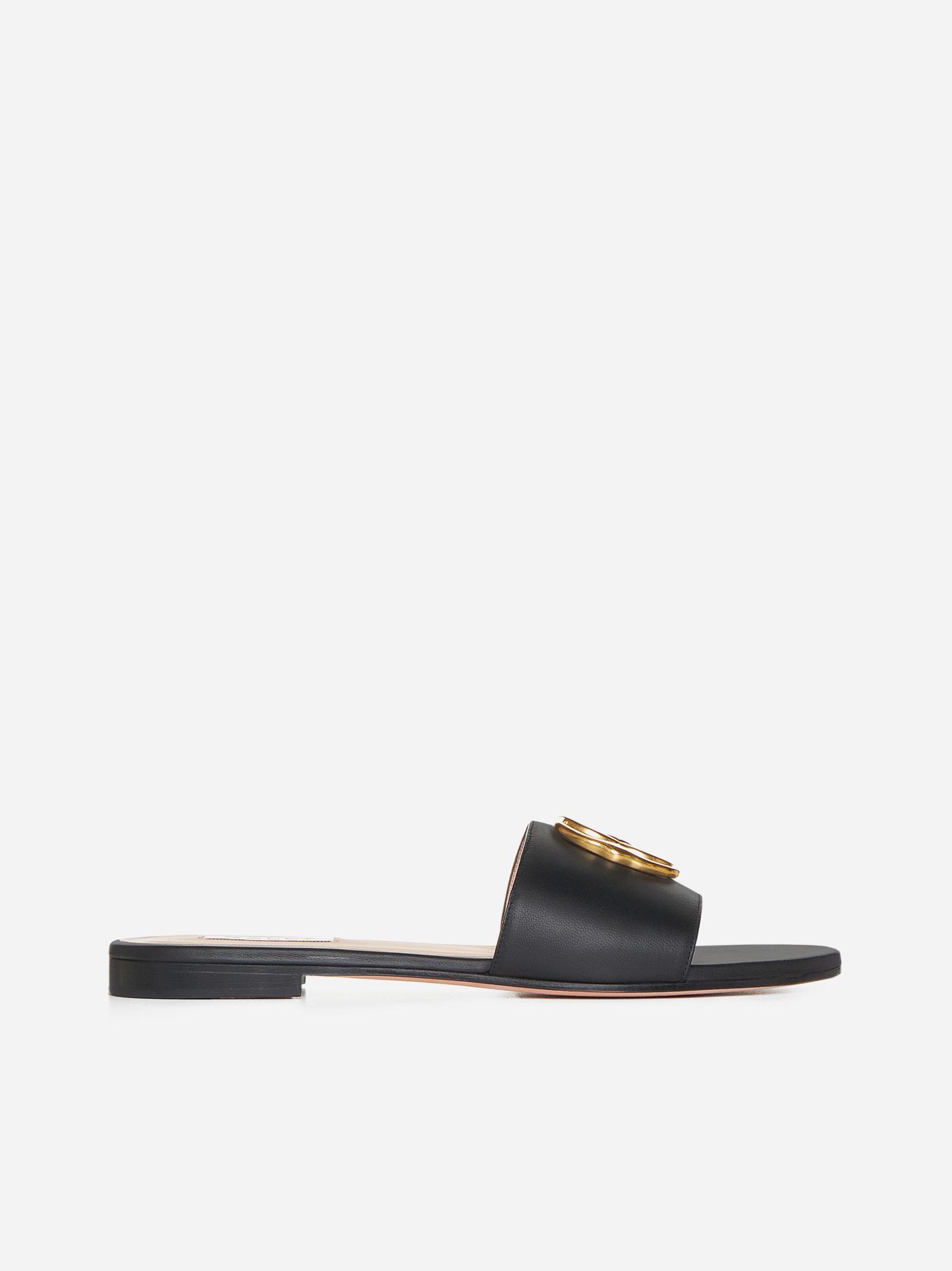 Shop Bally Ghis Leather Flat Sandals In Black