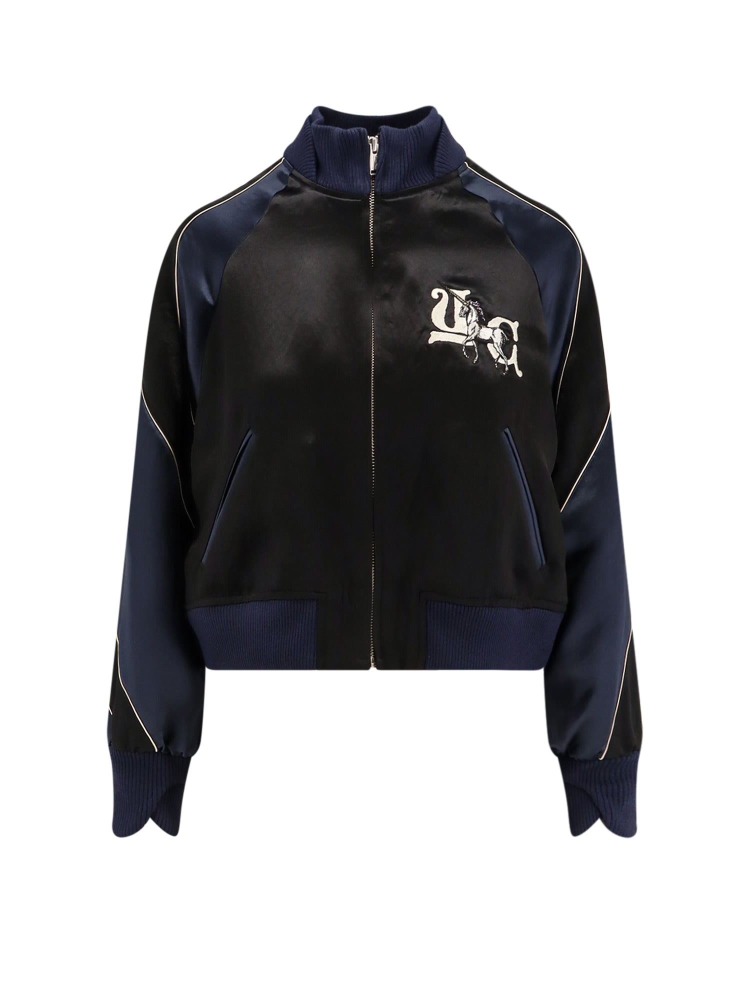 Undercover Bomber Jacket With Contrast Panels And Embroidery In Black