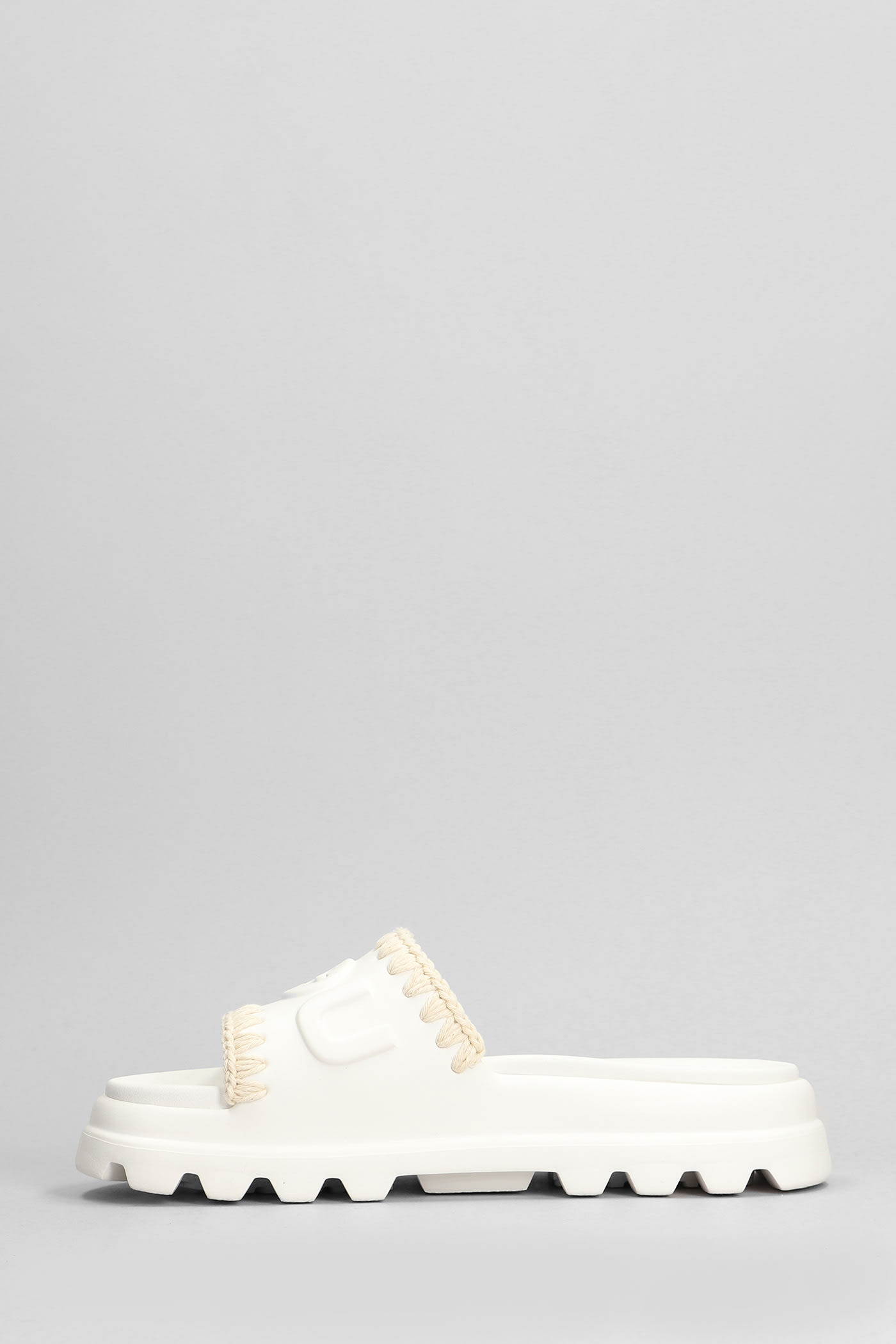 Shop Mou Eva Onepiece Flats In White Rubber/plasic