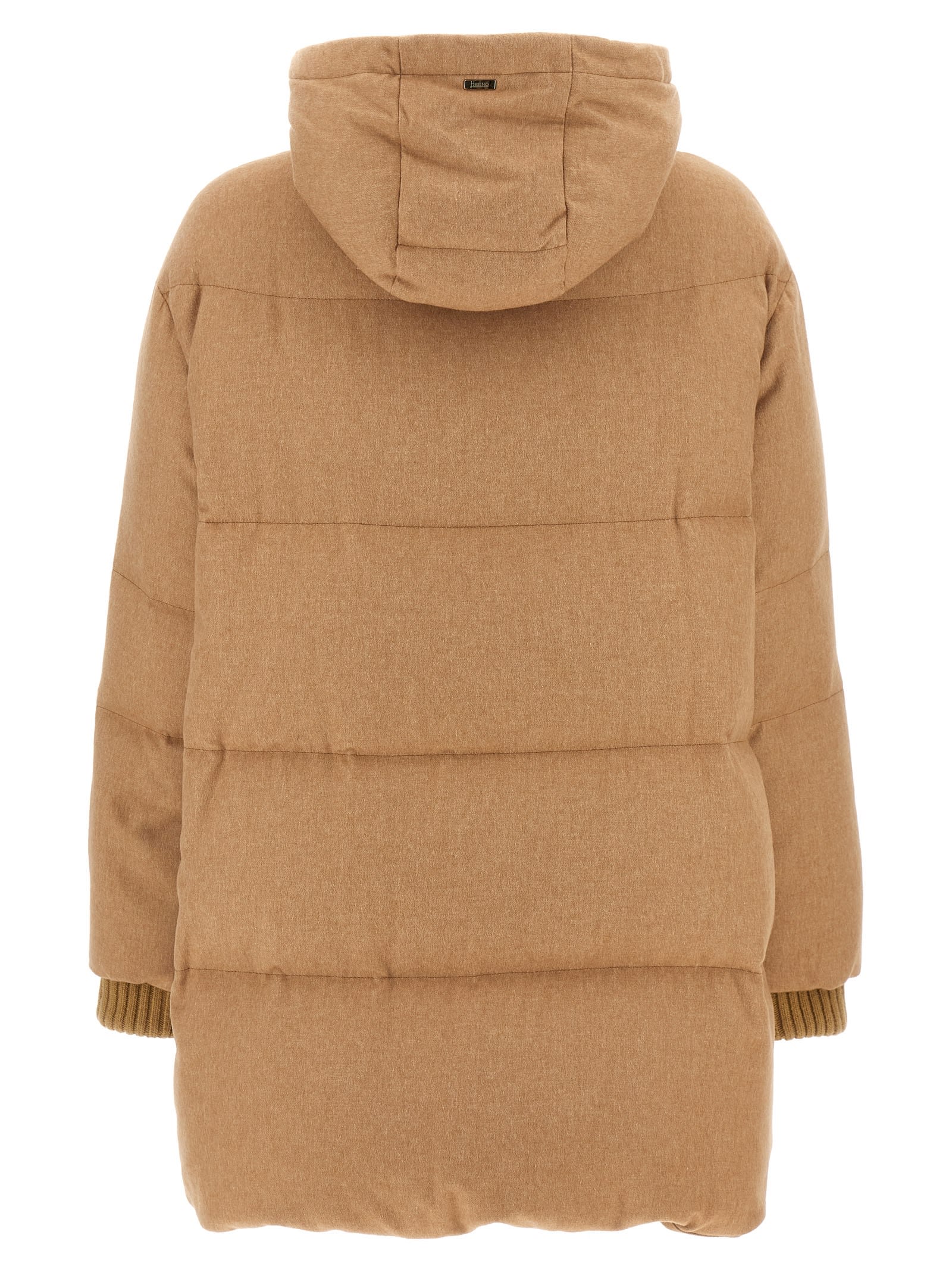 Shop Herno A-shape Down Jacket In Beige