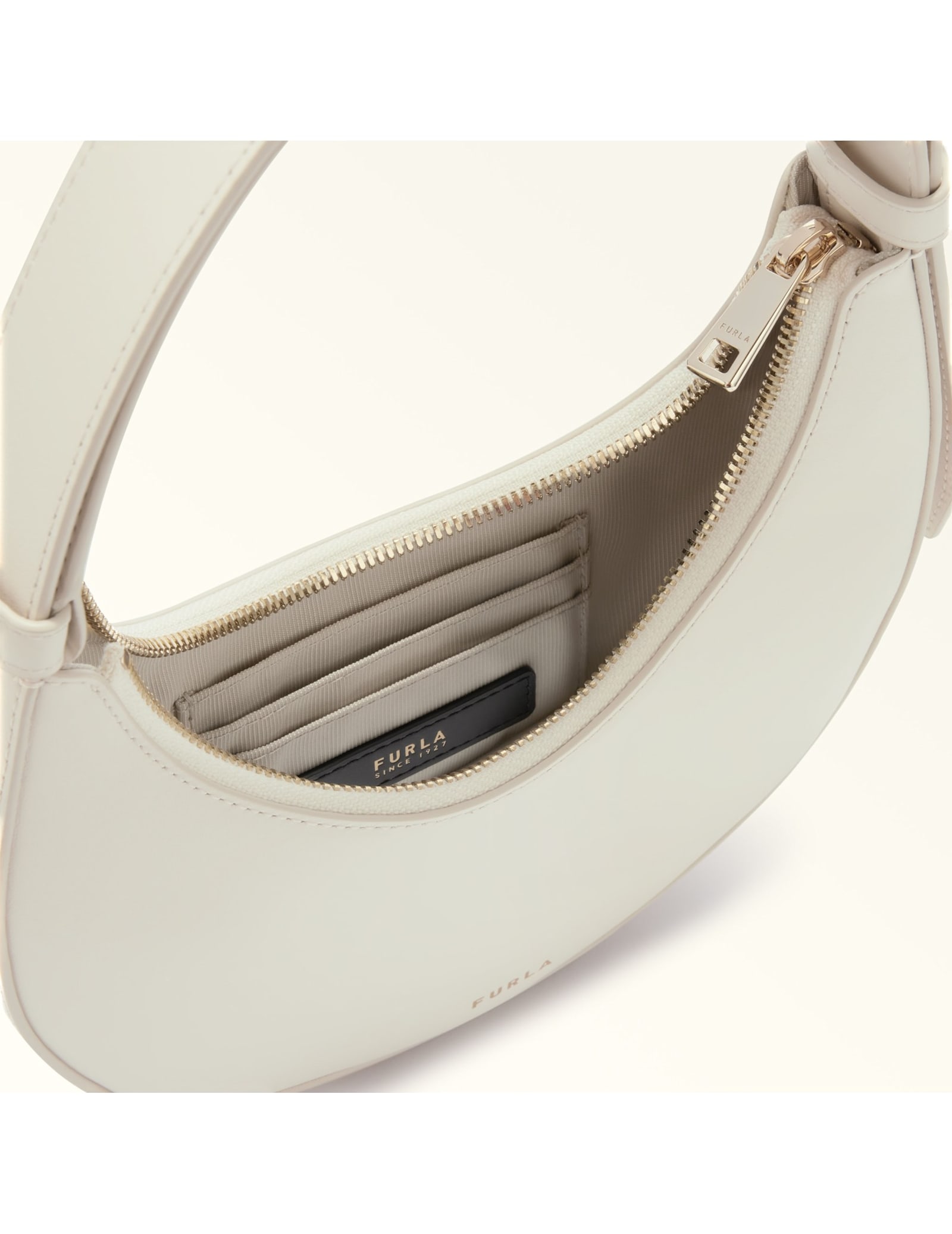 Furla Delizia Mini Hobo Bag In Cream Leather In White