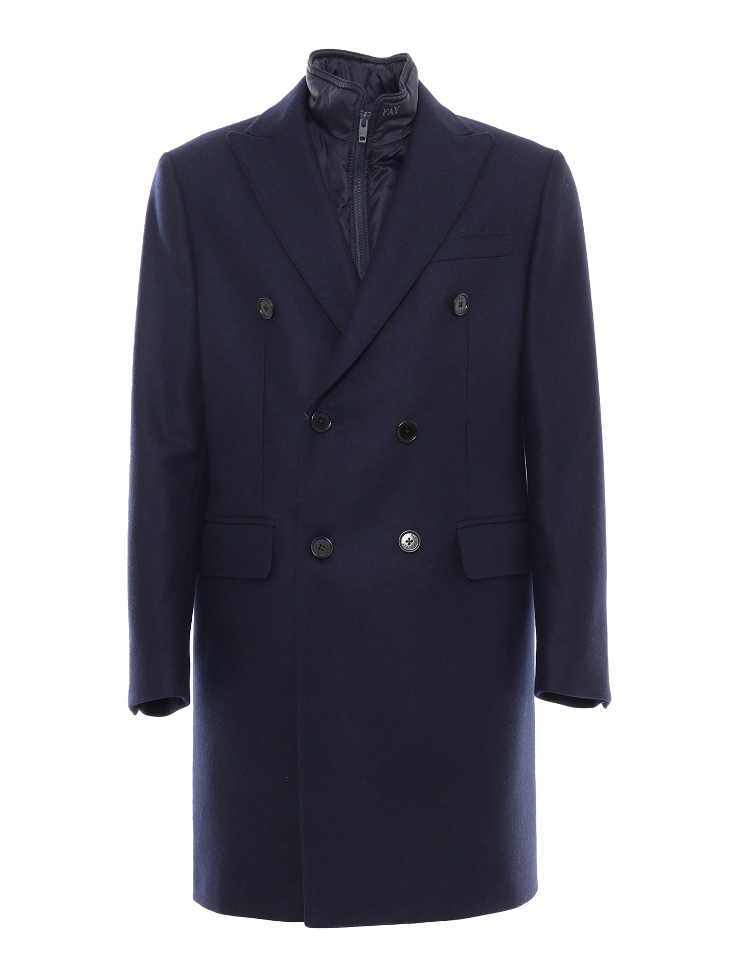 Shop Fay Double-breasted Coat + Waistcoat In Blue