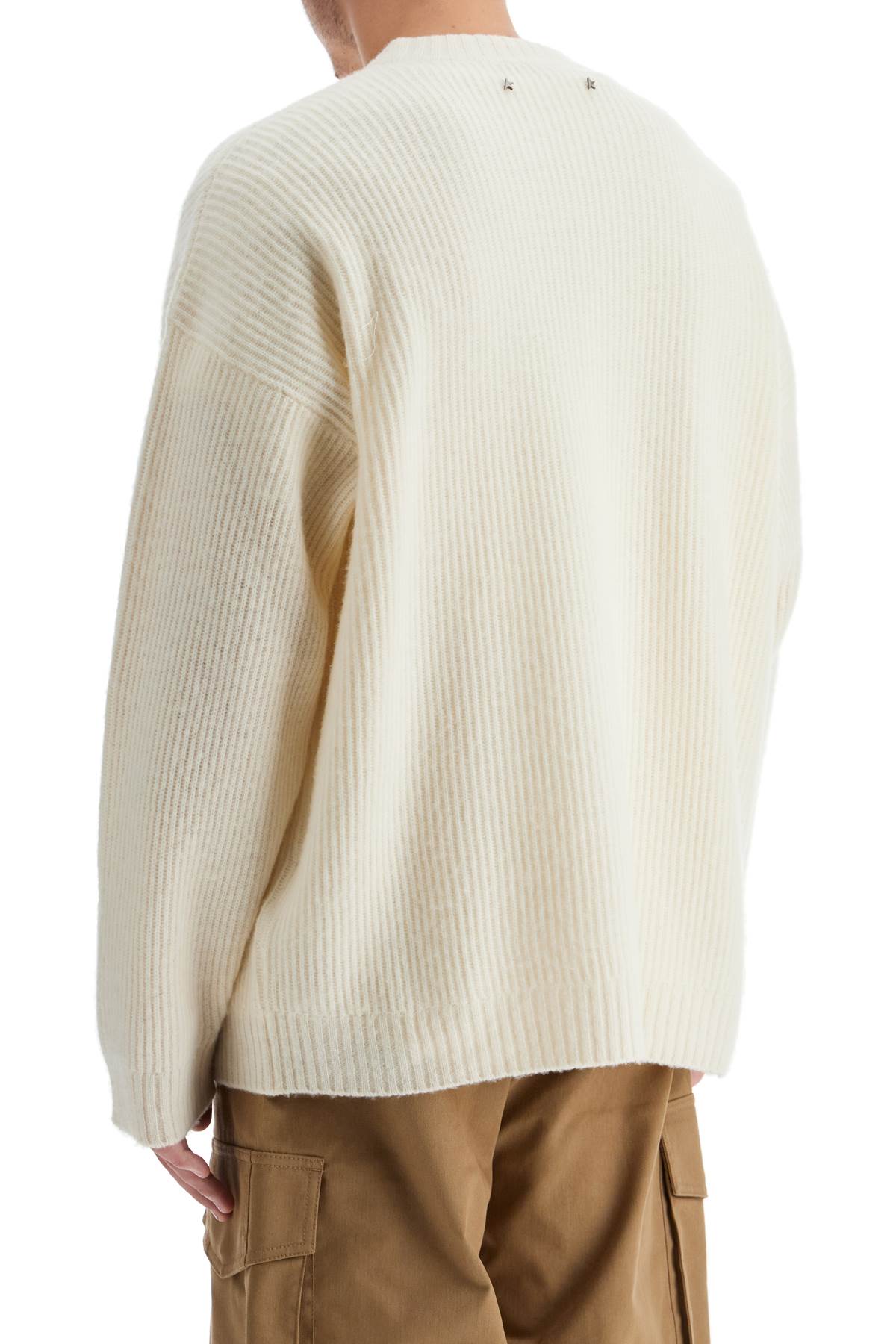 Shop Golden Goose Ribbed Wool Pullover Sweater In Heritage White (white)