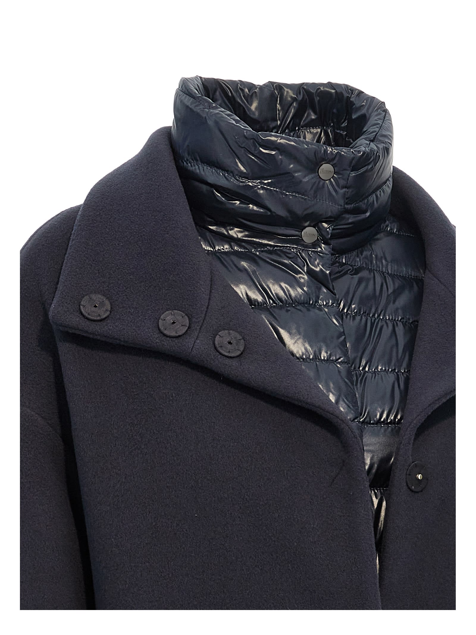 Shop Herno Coat Insert Down Jacket In Blue