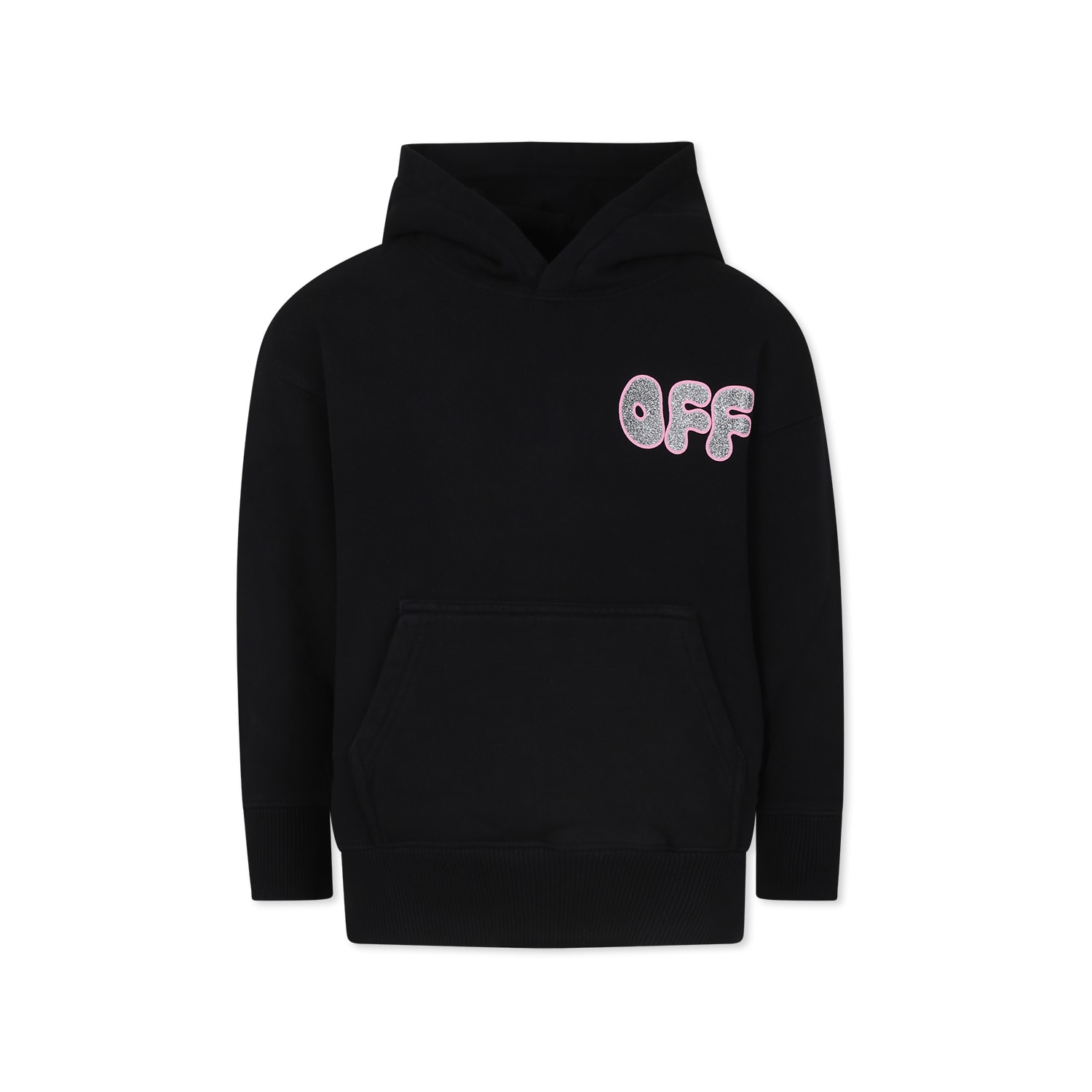 OFF-WHITE BLACK SWEATSHIRT FOR GIRL WITH LOGO 