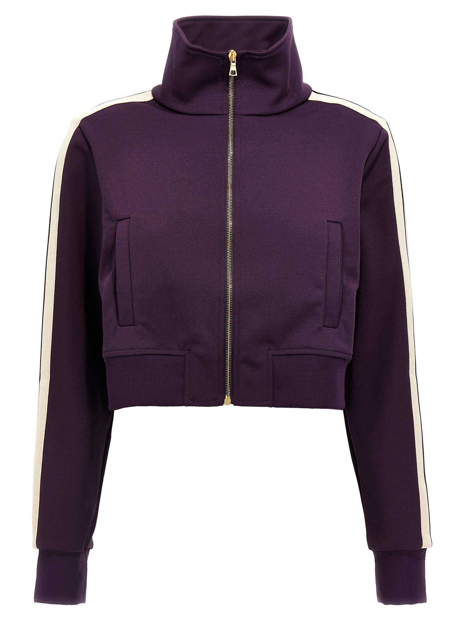 Shop Palm Angels Classic Logo Cropped Sweatshirt In Purple