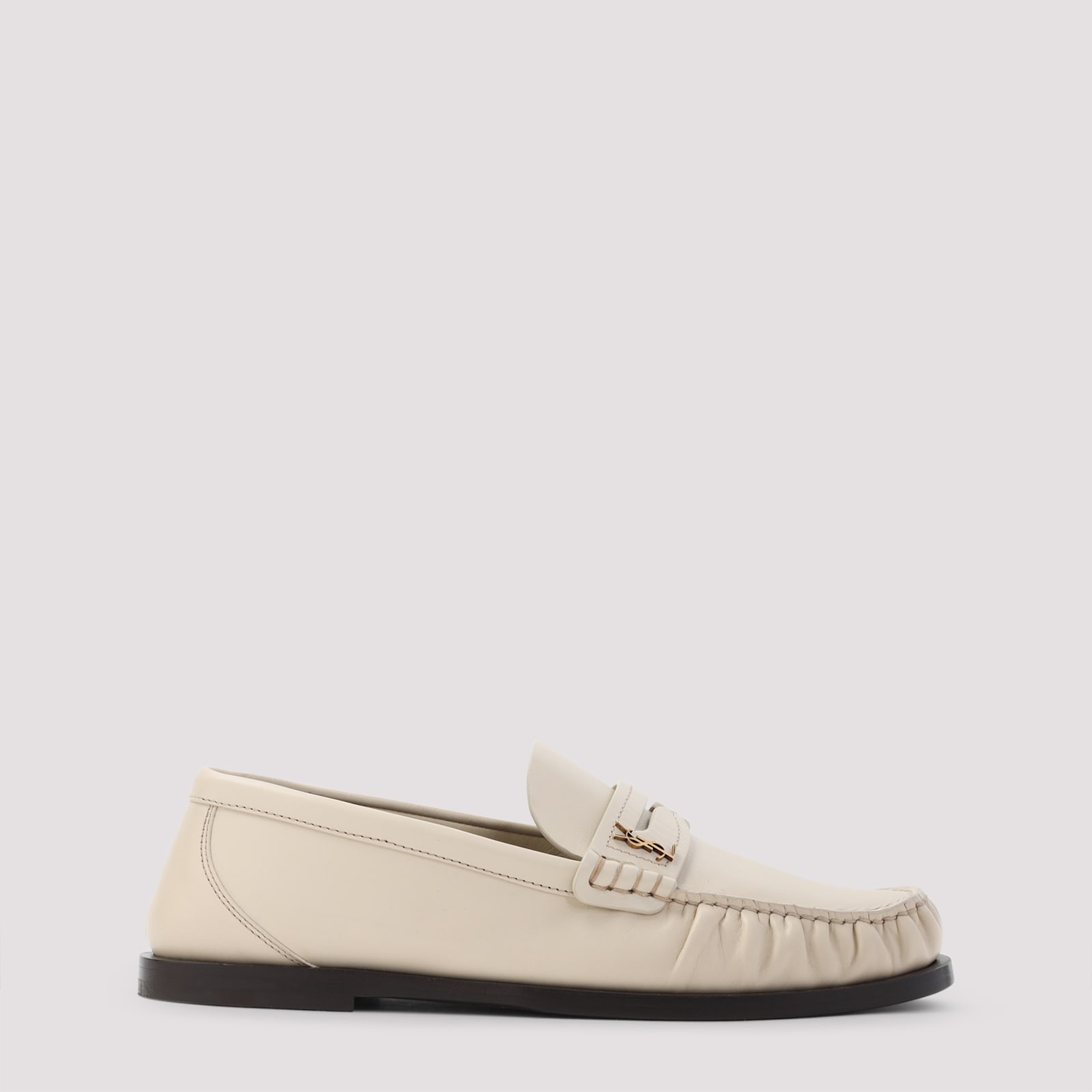 Saint Laurent Laurent 05 Leather Loafers In Neutral