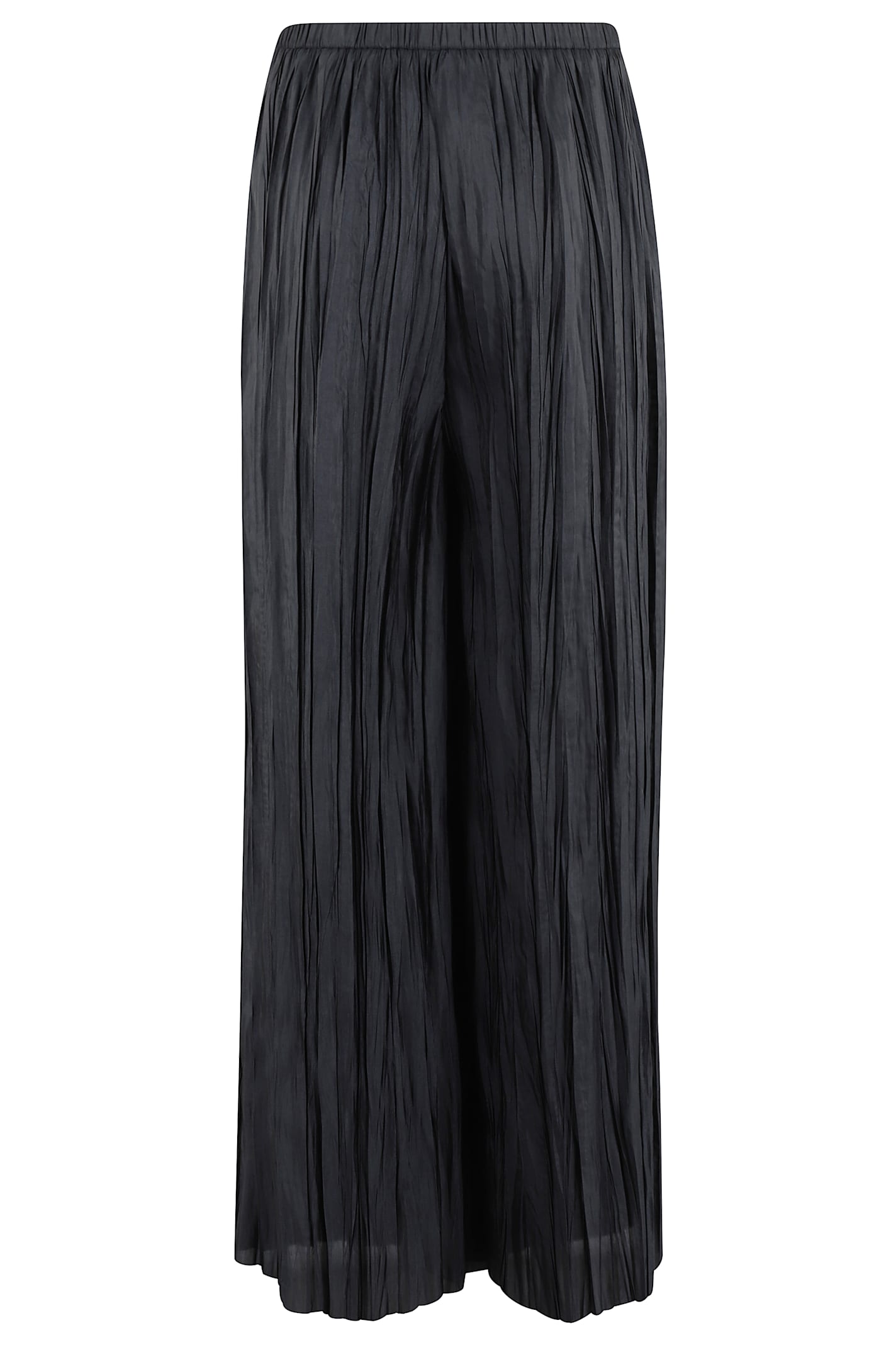 Roberto Collina Wide-leg Black Pleated Trousers With Elasticized Waistband