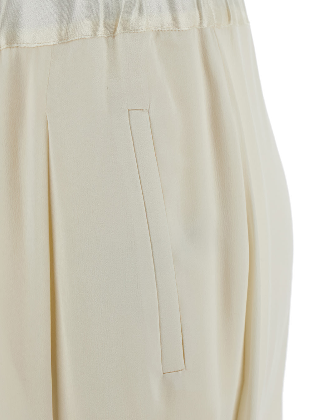 Semicouture Semi Couture Wide-leg Satin Pants With Comfortable Elastic Waistband In White