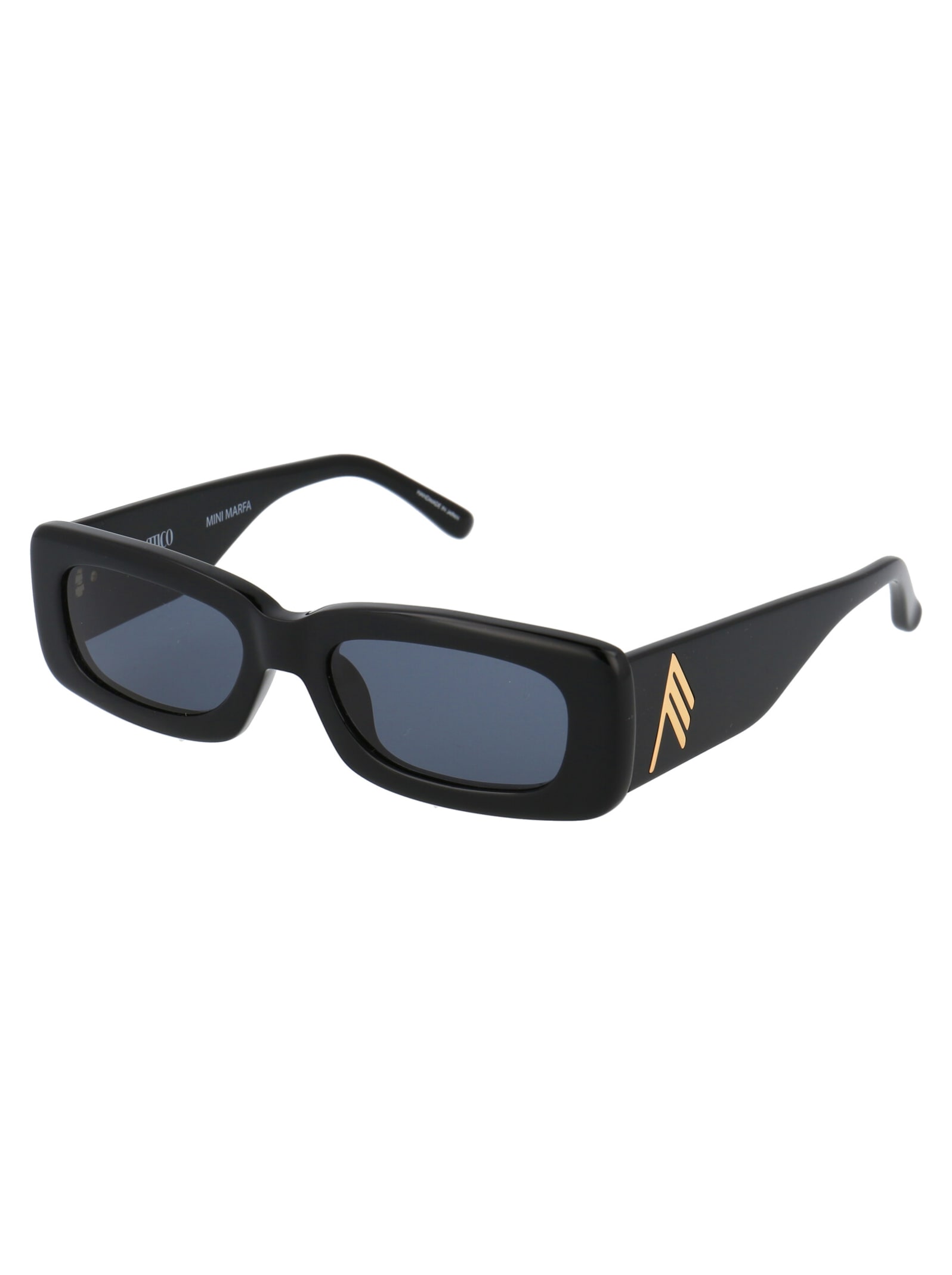 Shop Attico Mini Marfa Sunglasses In Black/yellowgold/grey