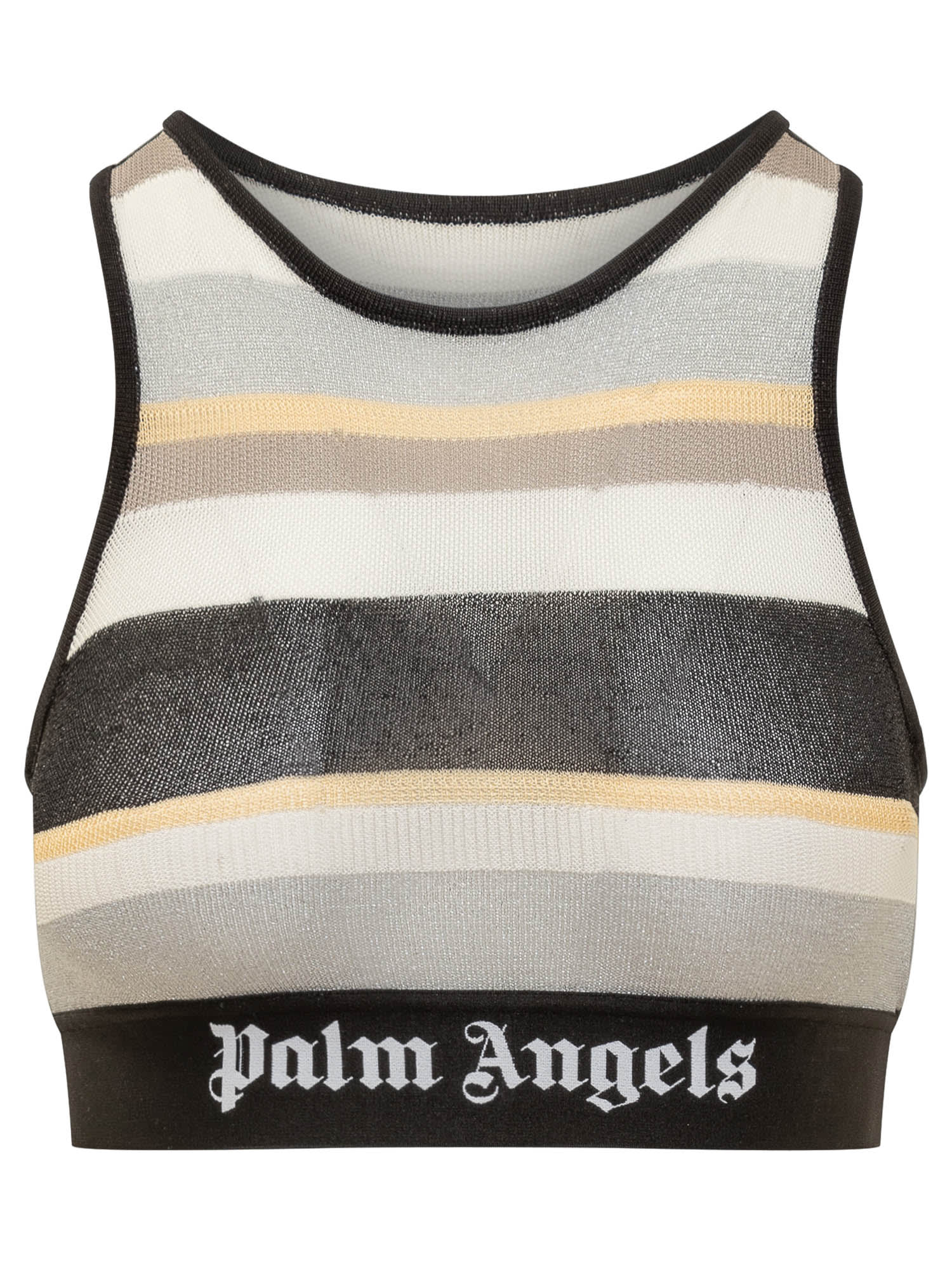 Palm Angels Striped Lurex-detailing Crop Top In Multicolor