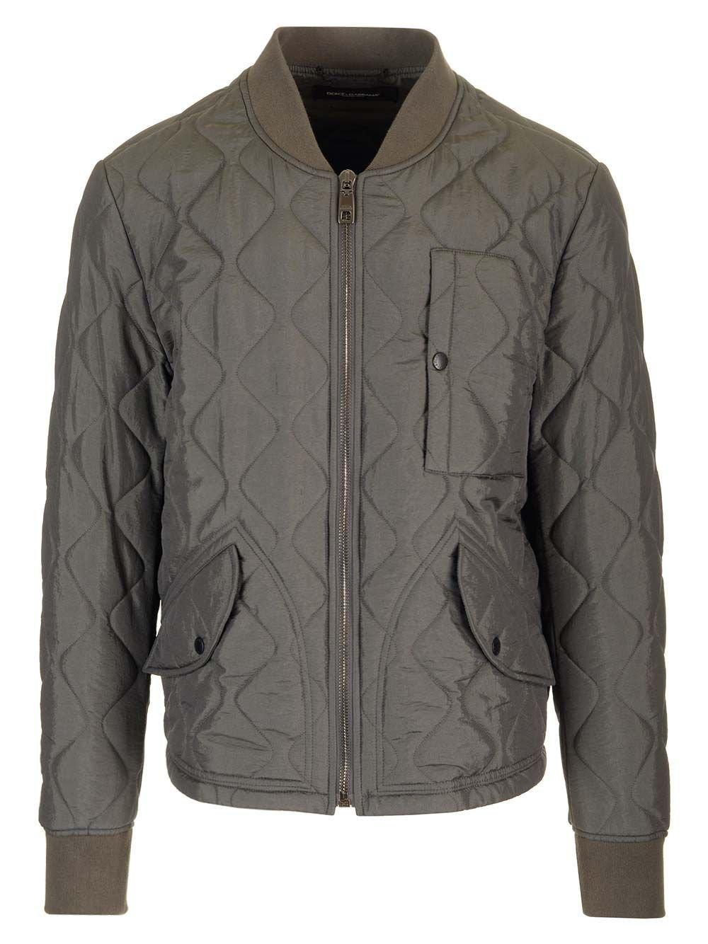 Shop Dolce & Gabbana Zip-up Straight Hem Bomber Jacket In Green