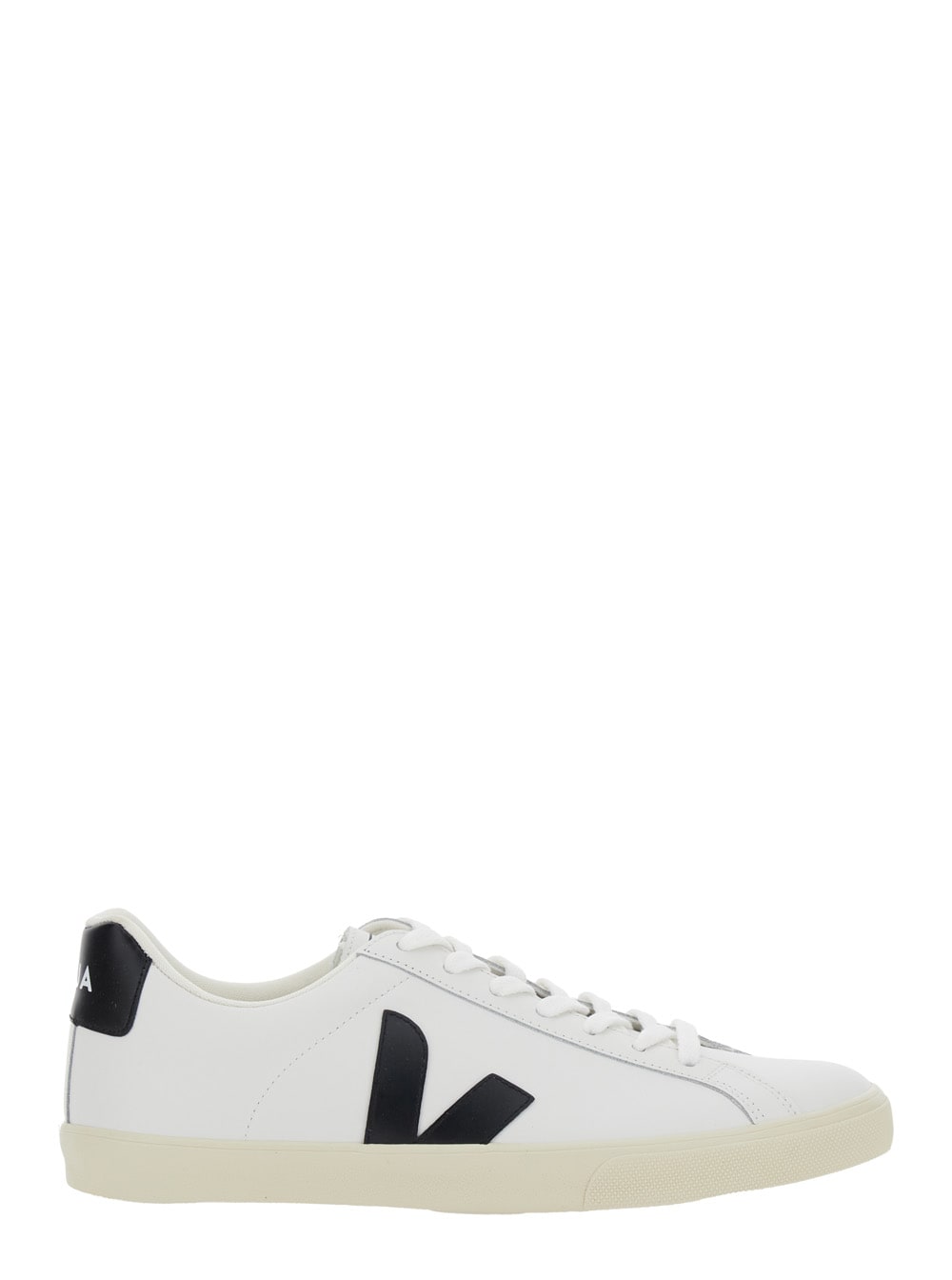 Veja Esplar White Low Top Sneakers With Contrasting Heel With Logo Lettering And Logo Patch On The Side I In White