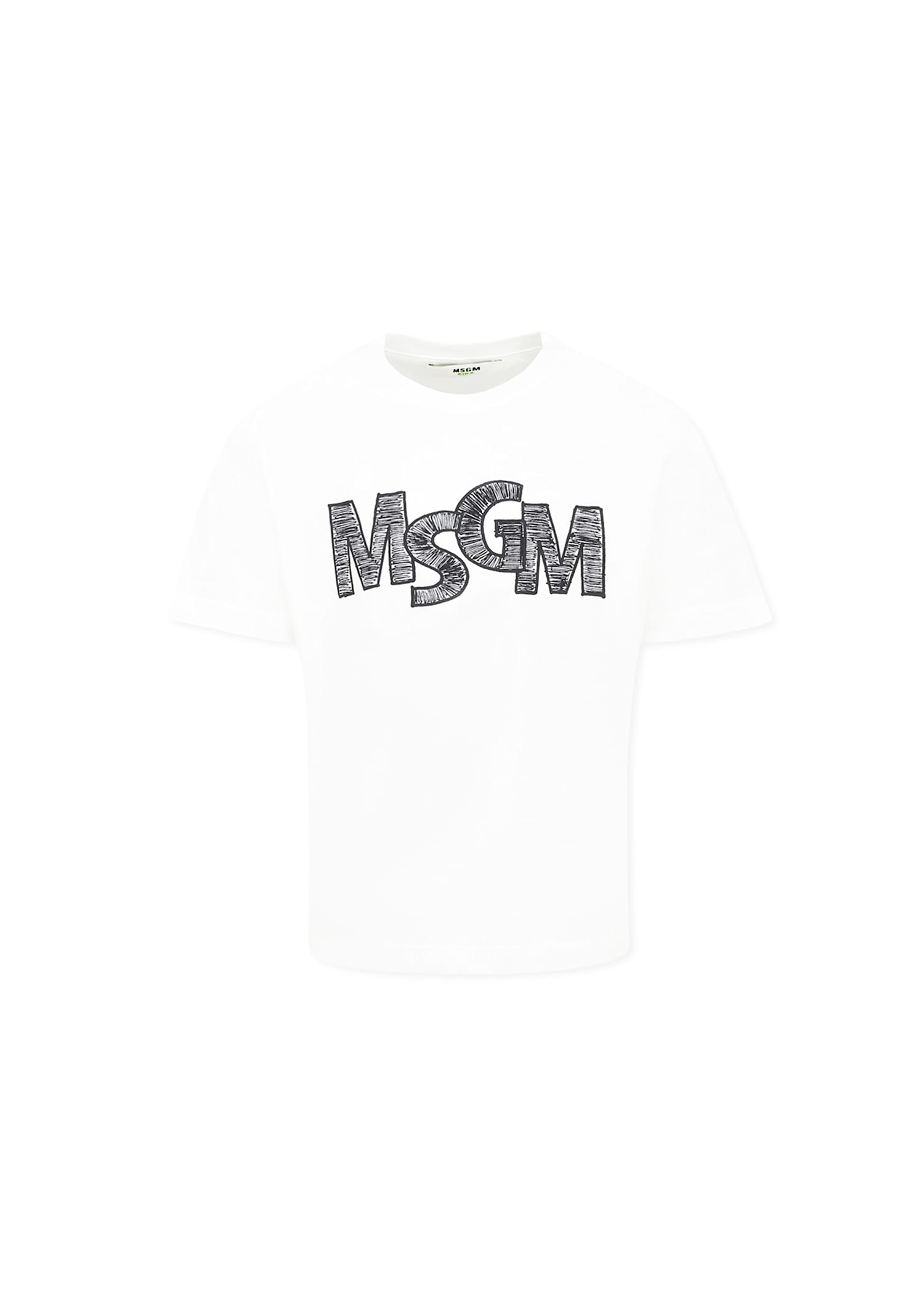 Shop Msgm White T-shirt For Boy With Logo