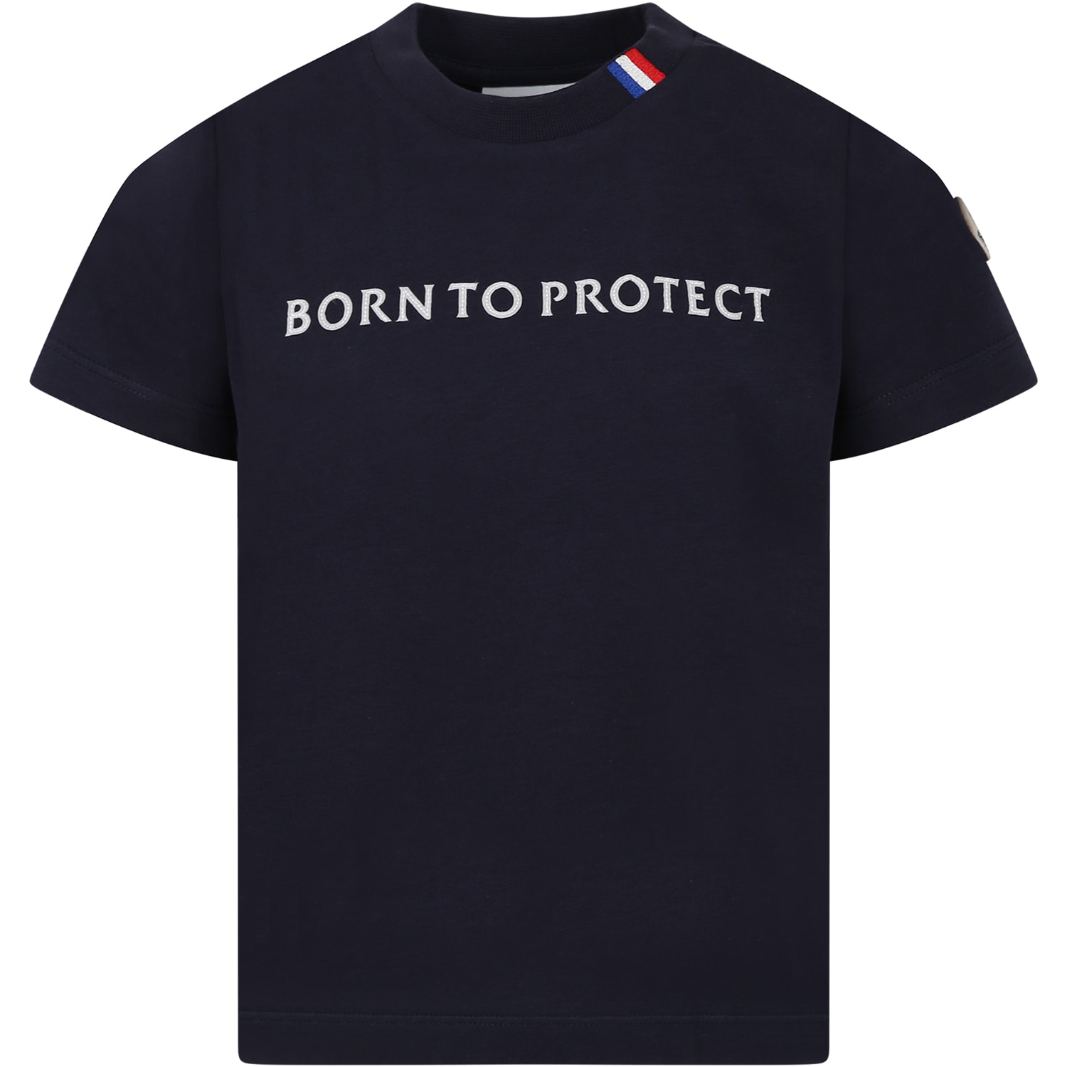 Moncler Kids' Blue T-shirt For Boy With Logo